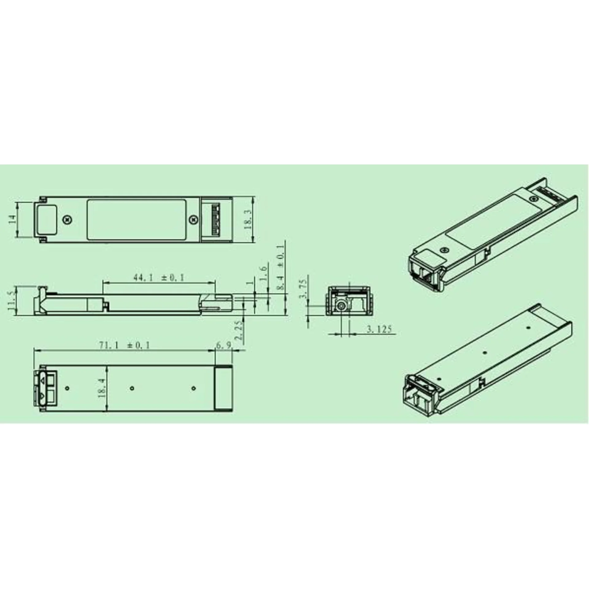 Модуль XFP WDM, дальность до 20км (12dB), 1270нм