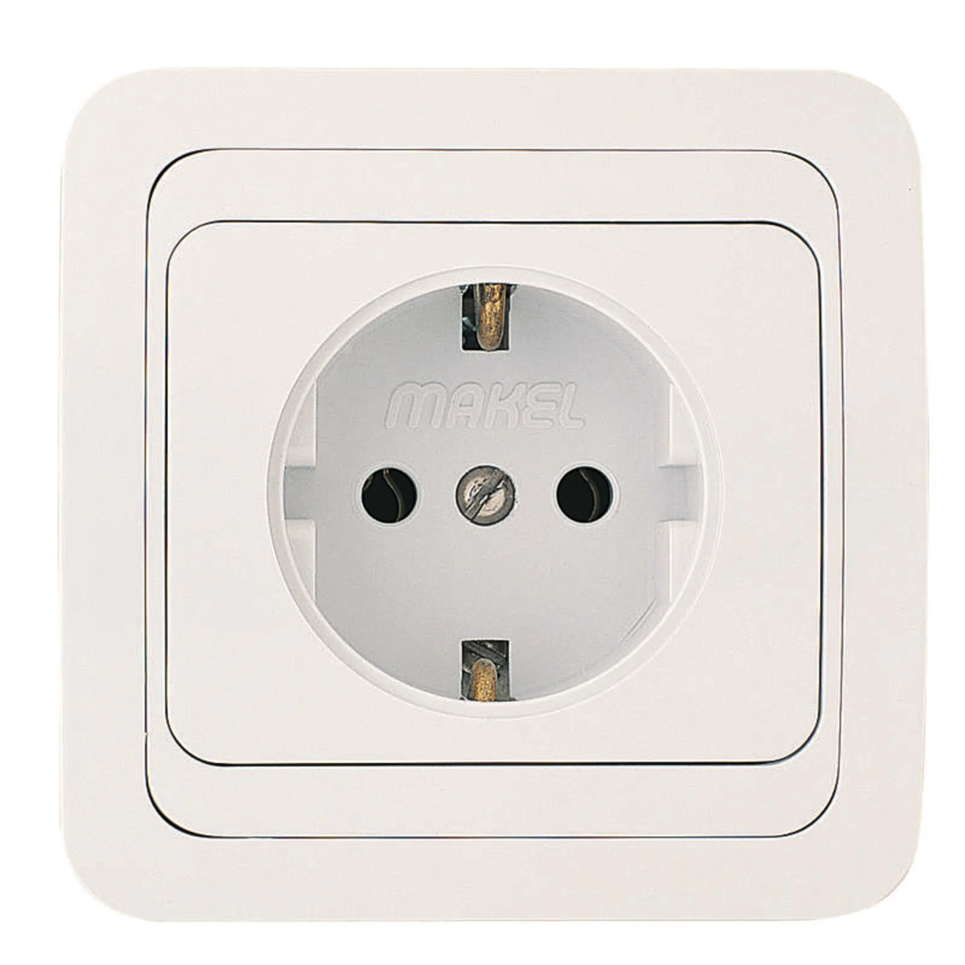 Розетка 1-м СП Mimoza 16А IP20 с заземл. пластик. основ. бел./бел. Makel 12028