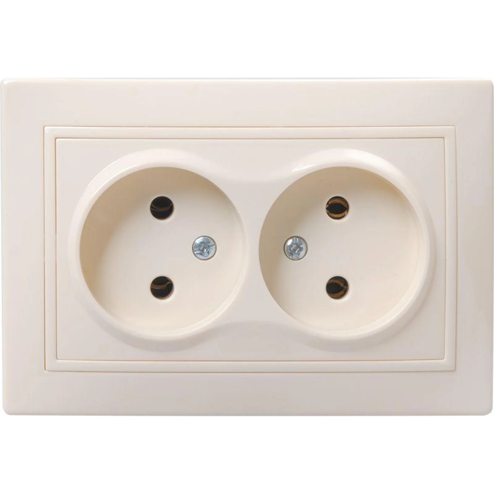 Розетка 2-м СП Кварта 10А IP20 без заземл. без защ. шторок крем. IEK ERK23-K33-10-DM