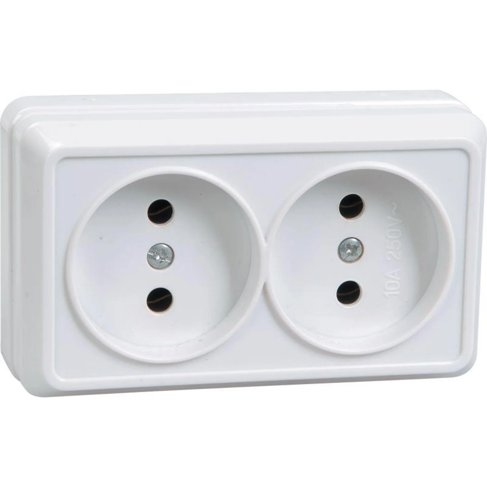 Розетка 2-м ОП Октава 10А IP20 без заземл. бел. IEK ERO20-K01-10-DC
