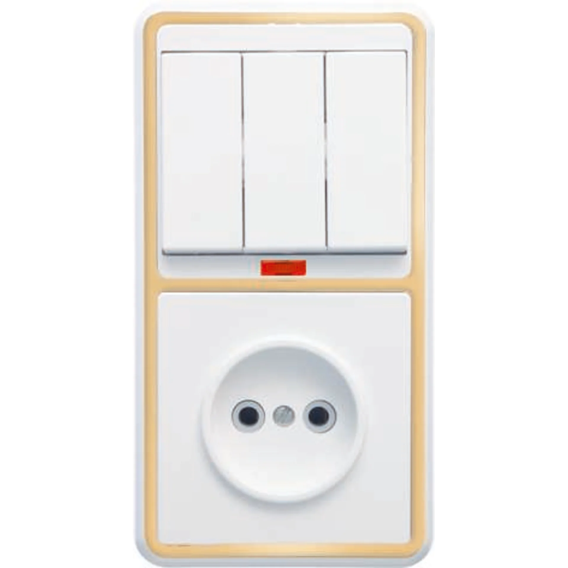 Блок БКВР-212 Бэлла (3-кл. выкл. с инд. + розетка) зол. Кунцево 5842