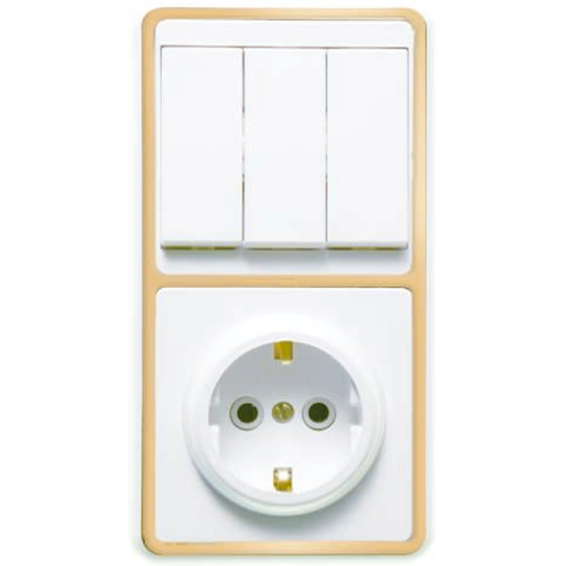 Блок БКВР-033 Бэлла (3-кл. выкл. + розетка с заземл.) зол. Кунцево 5844