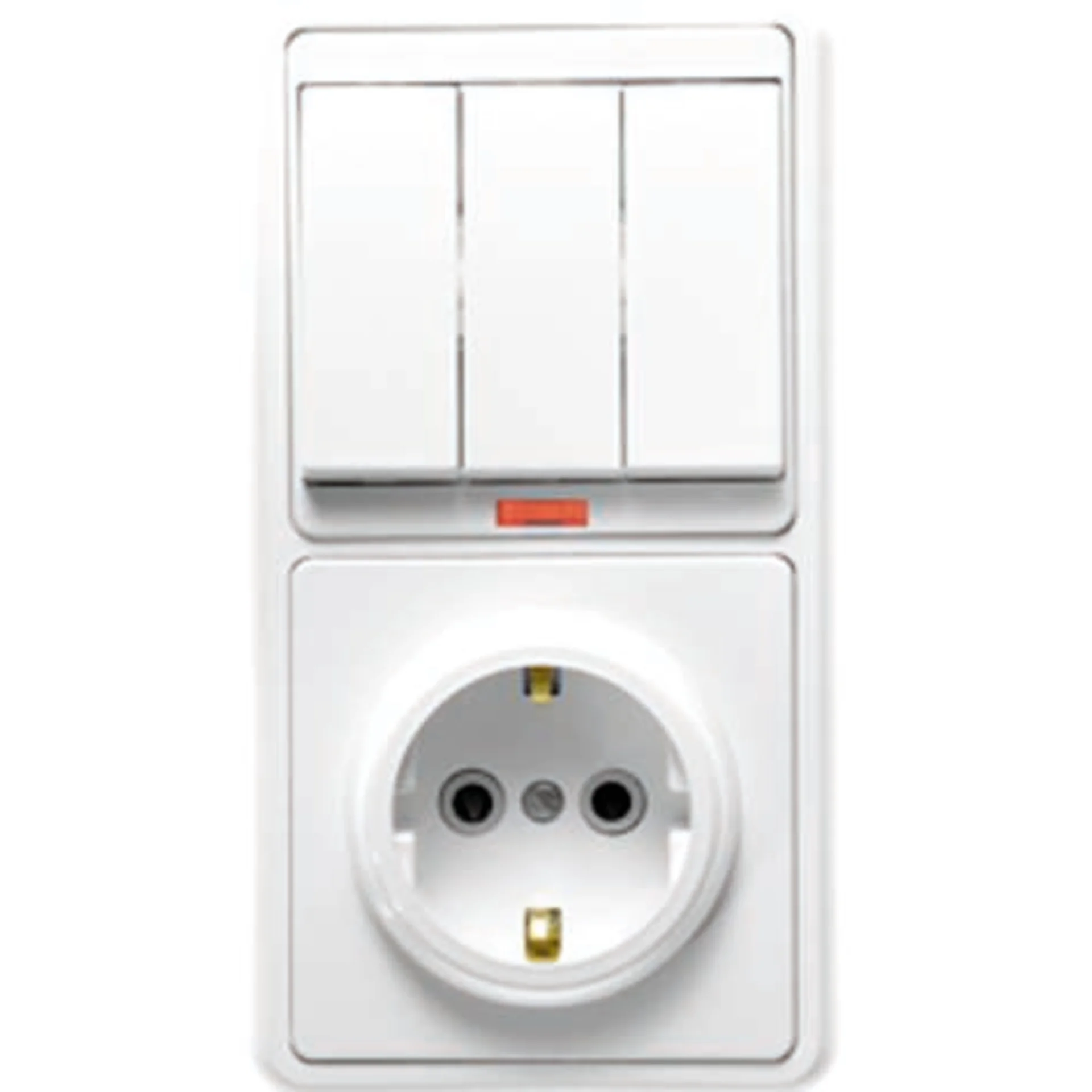 Блок БКВР-054 Бэлла (3-кл. выкл. с подсветкой + розетка с заземл.) бел. Кунцево 5845