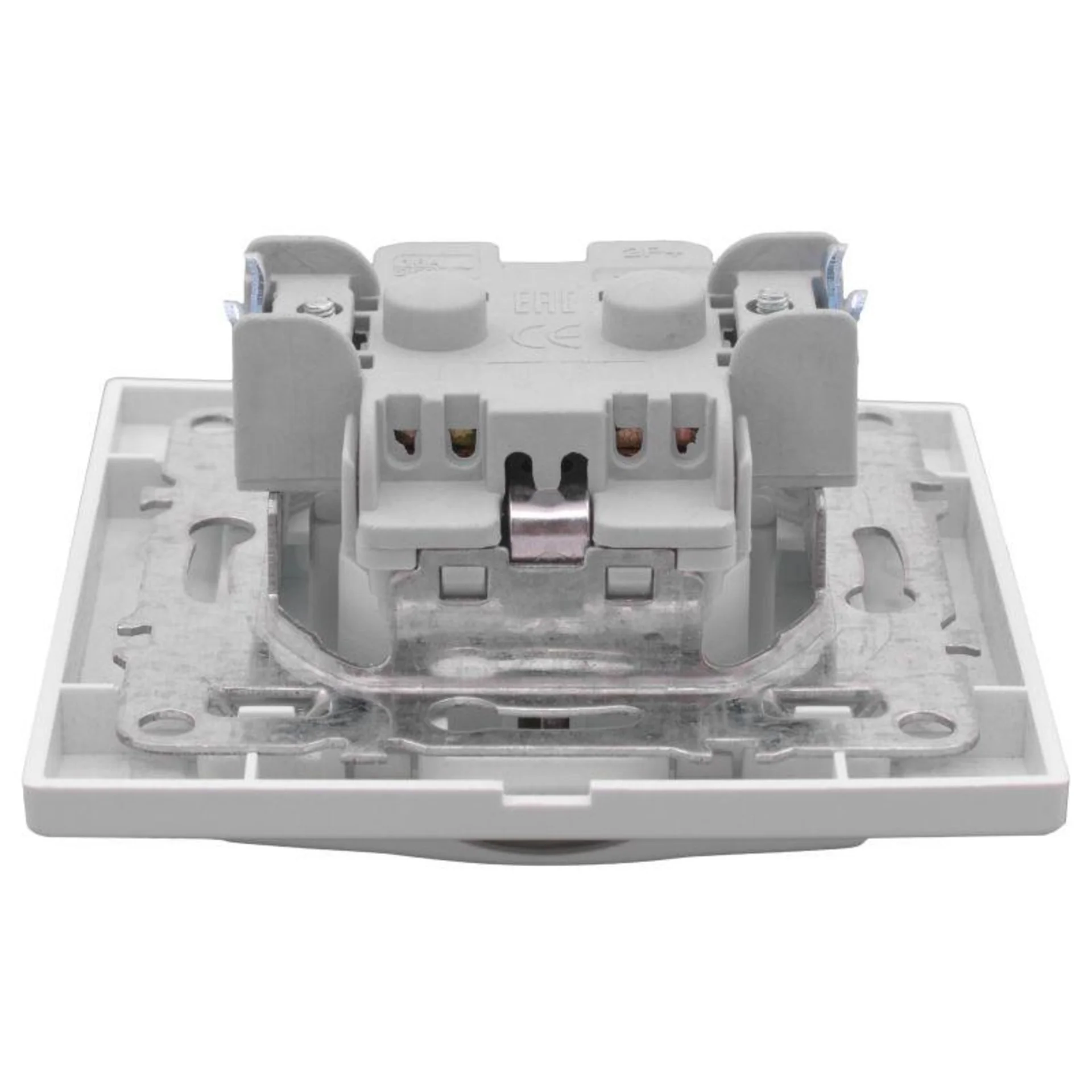 Розетка 1-м СП Минск 16А IP20 с заземл. защ. шторки с крышкой бел. Basic EKF ERR16-029-100