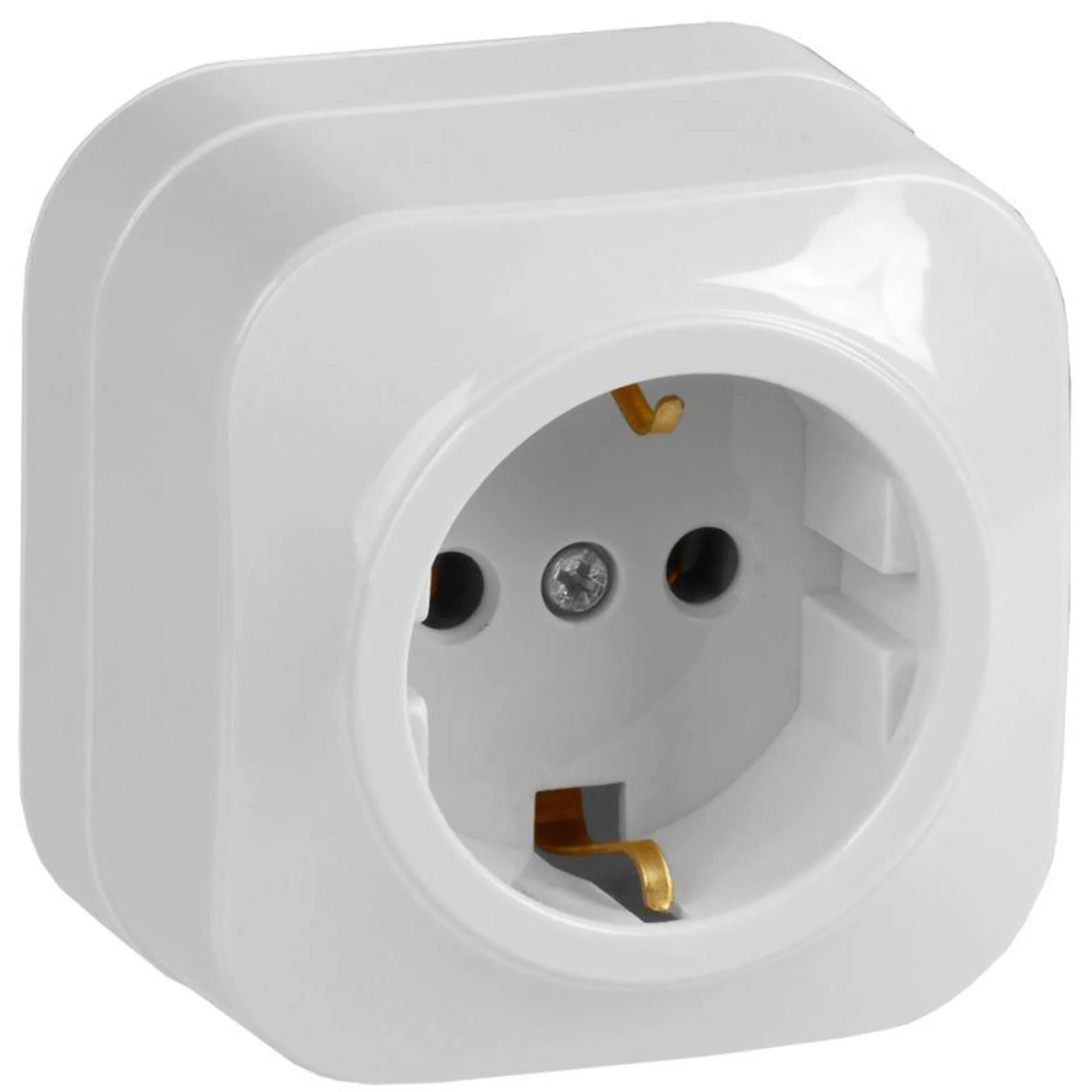 Розетка 1-м ОП GLORY РС20-3-ХБ 16А с заземл. бел. IEK ERH11-K01-16