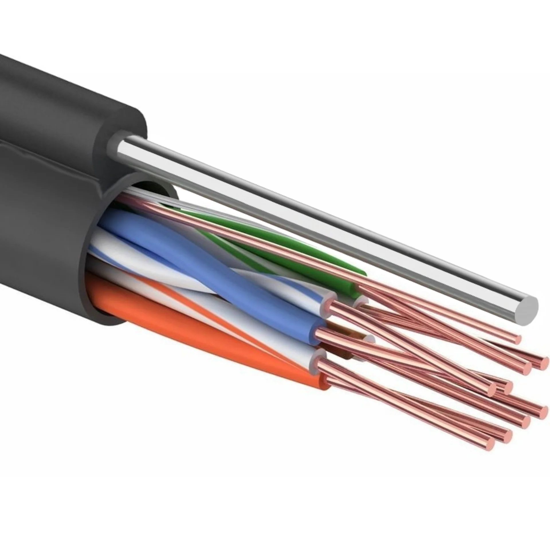 Кабель витая пара LANsens UTP, 4 пары Cat.5e, PE, outdoor messenger, master, 305м