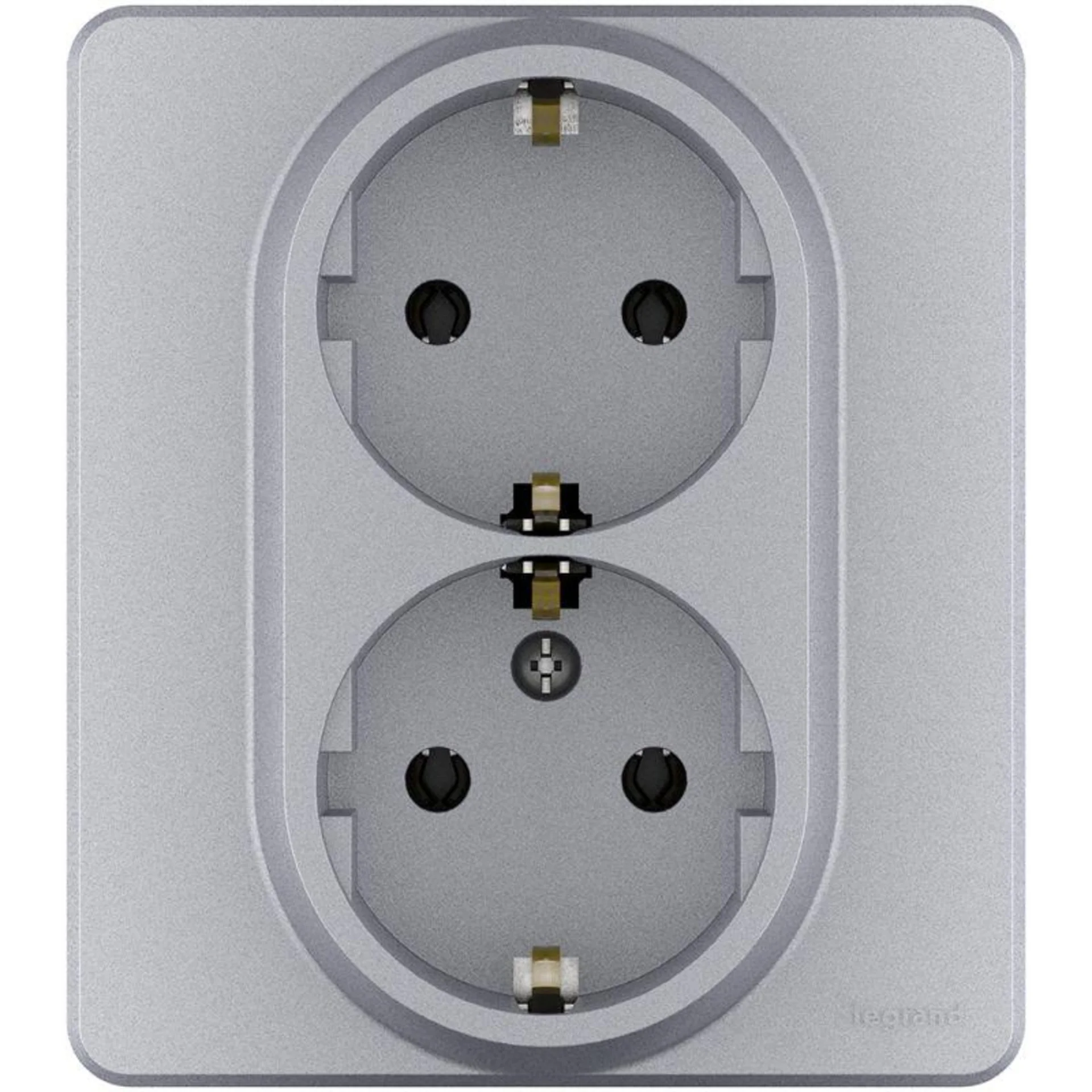 Розетка Inspiria 16А 250В 2х2P+E немецк. стандарт алюм. Leg 673752