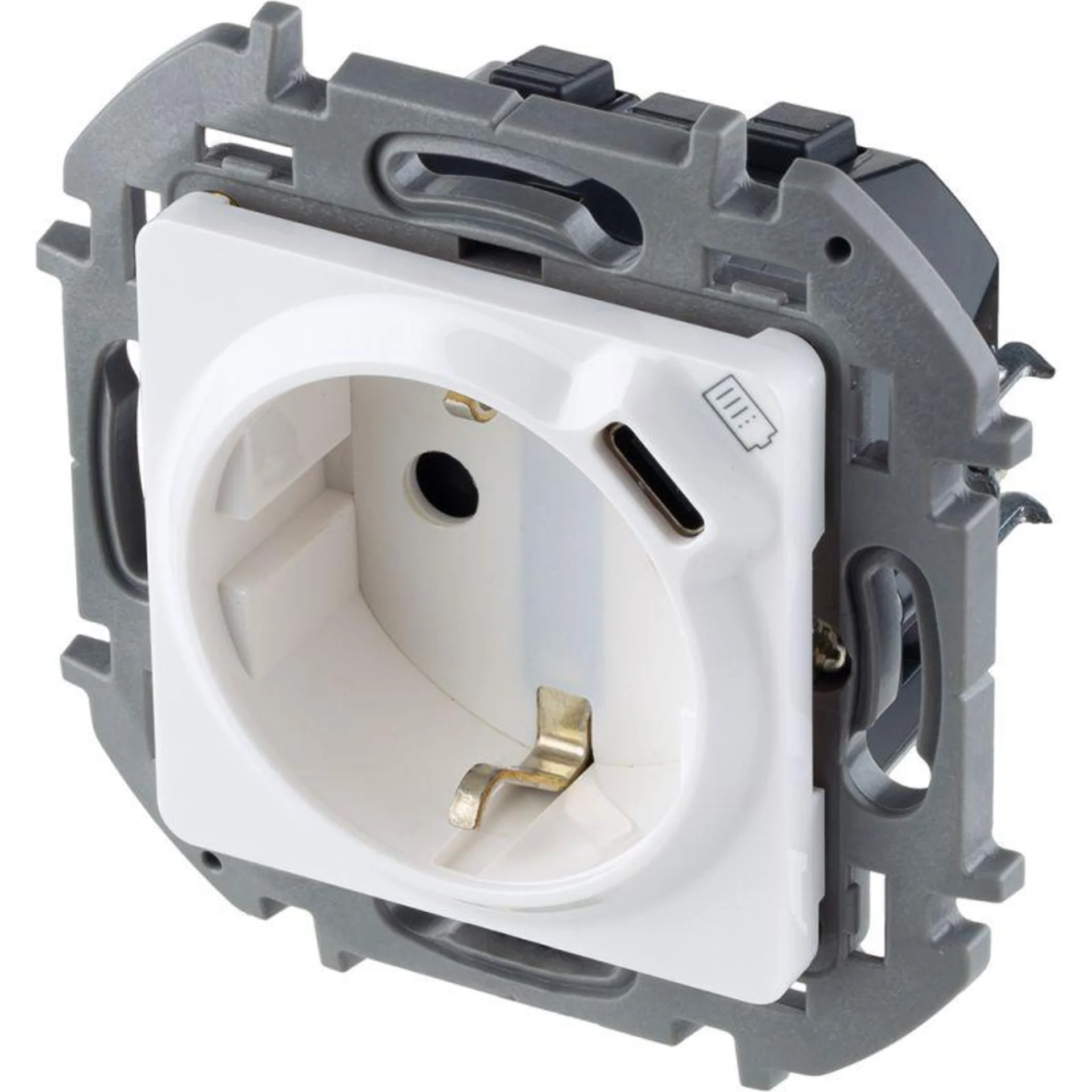 Розетка 1-м СП Inspiria 16А IP20 250В 2P+E немецк. стандарт с заряд. устройством USB тип C 1.5А 5В м