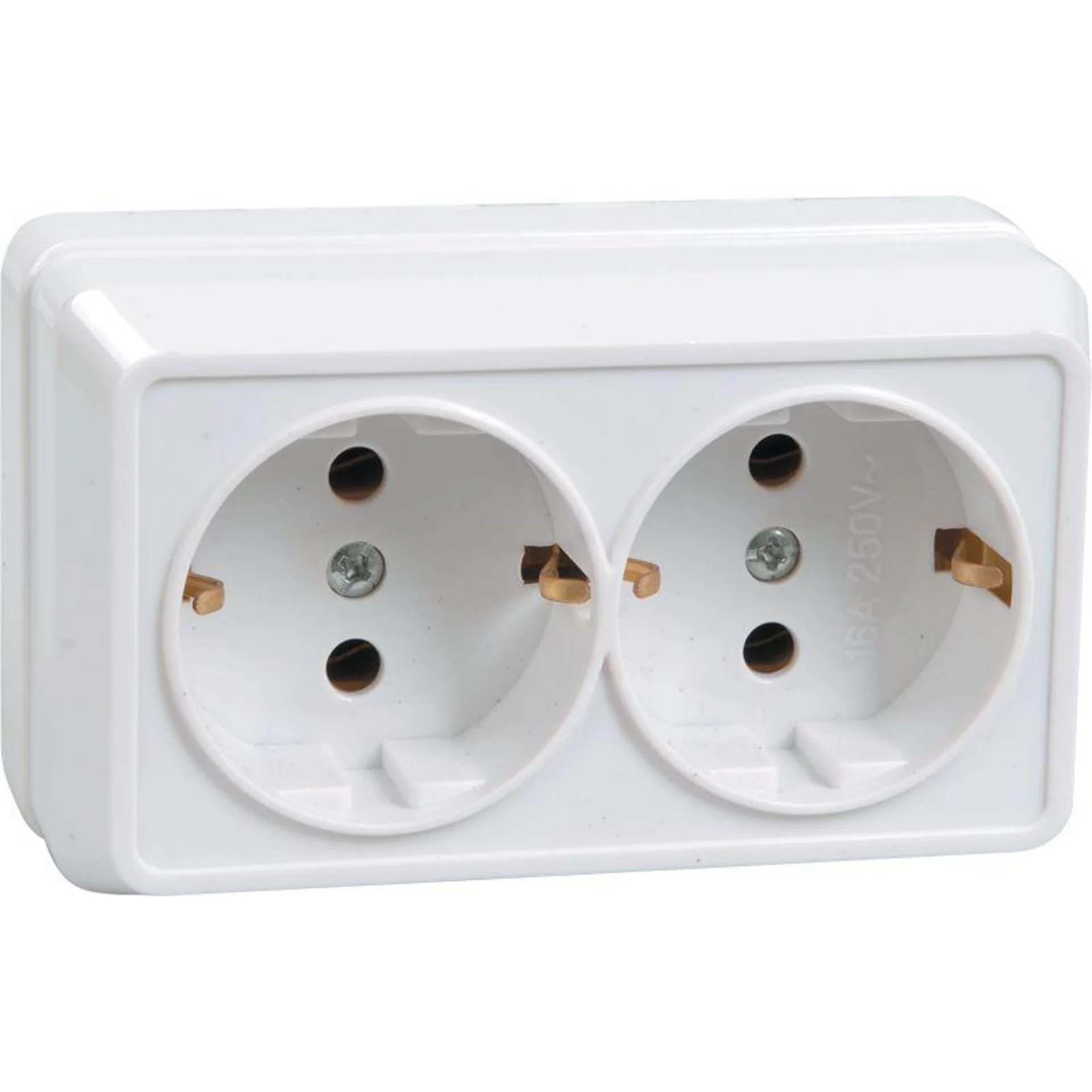 Розетка 2-м ОП Октава РС22-3-ОБ 16А IP20 с заземл. бел. IEK ERO21-K01-16-DC