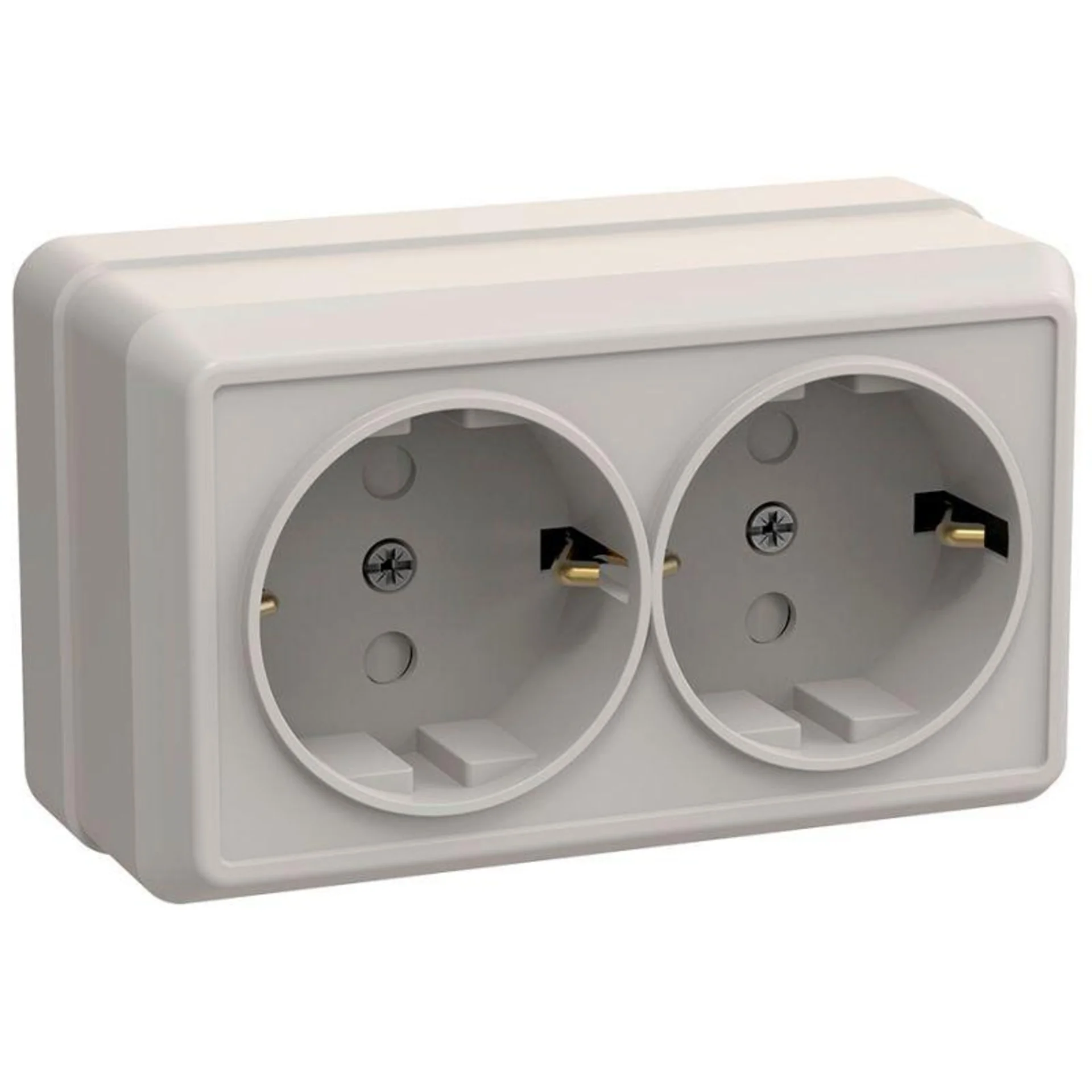 Розетка 2-м ОП Октава РСш22-3-ОКм 16А IP20 с заземл. защ. шторки крем. IEK ERO24-K33-16-DC