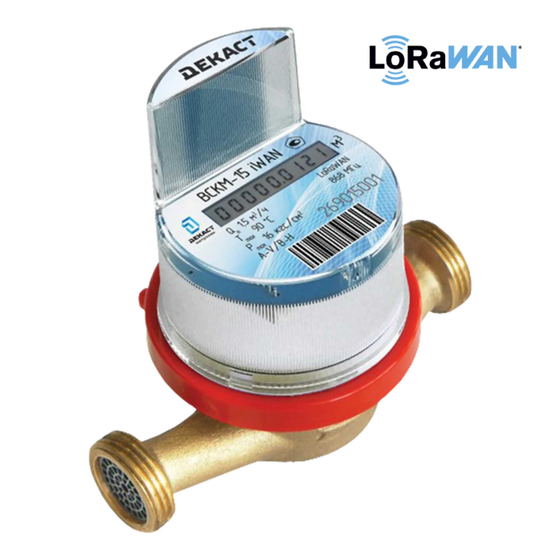 Счетчик воды универсальный Декаст ВСКМ-15 iWAN LoraWan (монтажная длина 80мм)