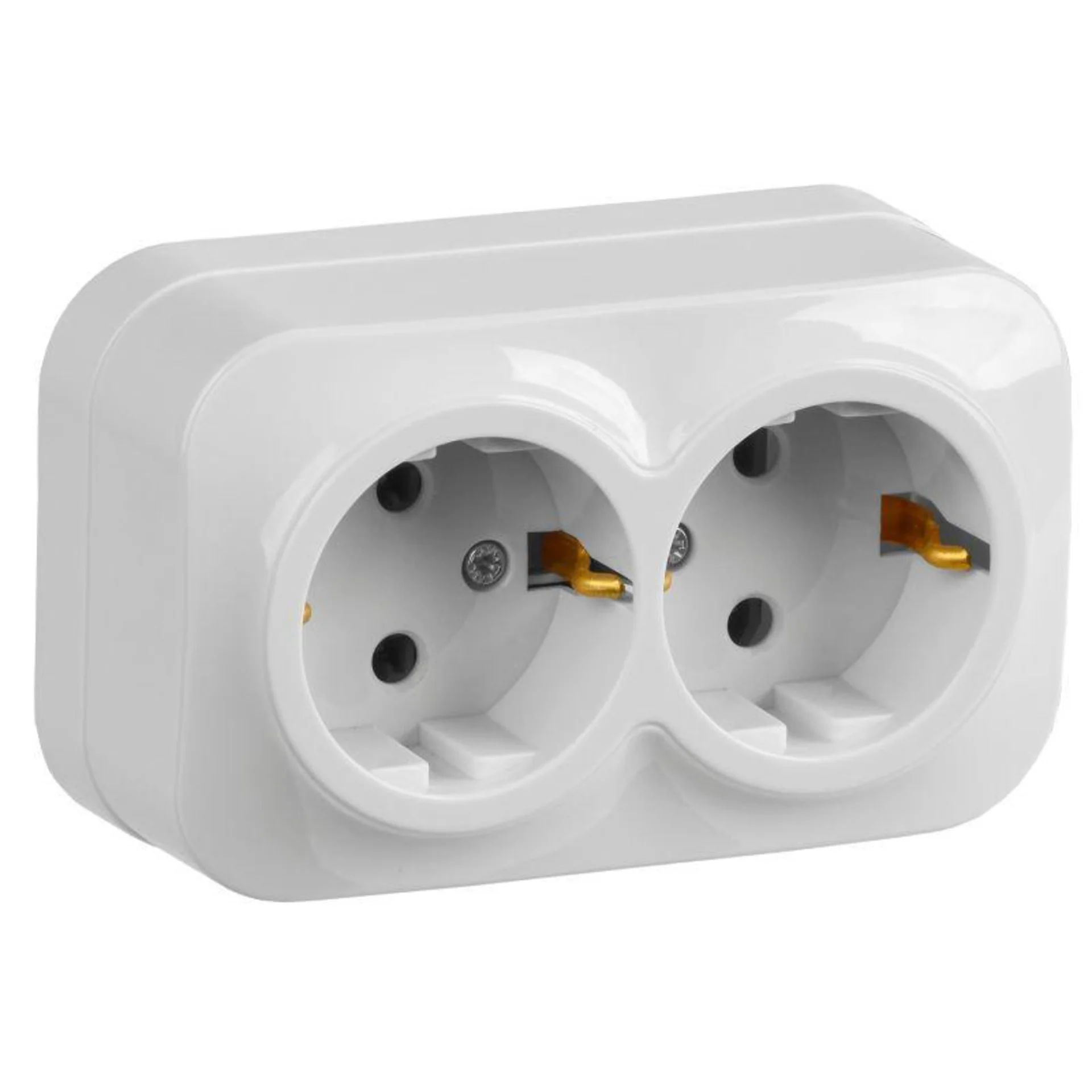 Розетка 2-м ОП GLORY РС22-3-ХБ 16А с заземл. бел. IEK ERH21-K01-16