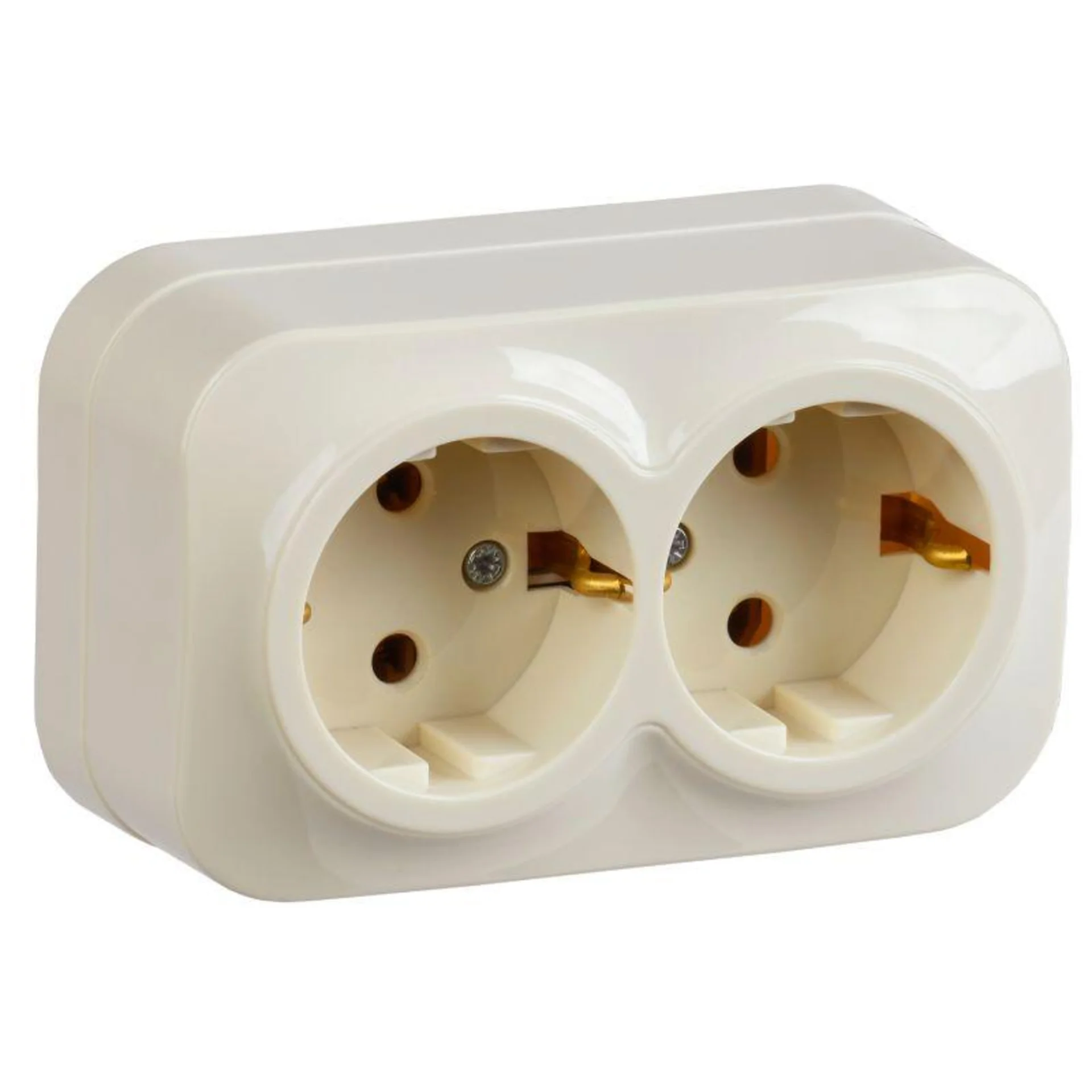 Розетка 2-м ОП GLORY РС22-3-ХК 16А с заземл. крем. IEK ERH21-K33-16