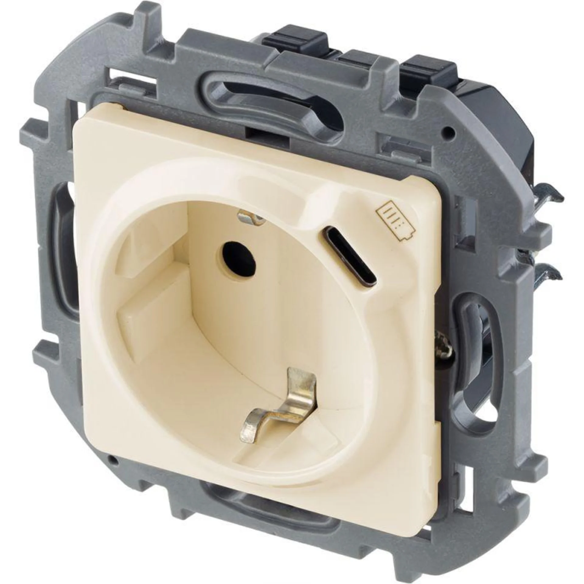 Розетка 1-м СП Inspiria 16А IP20 250В 2P+E немецк. стандарт с заряд. устройством USB тип C 1.5А 5В м