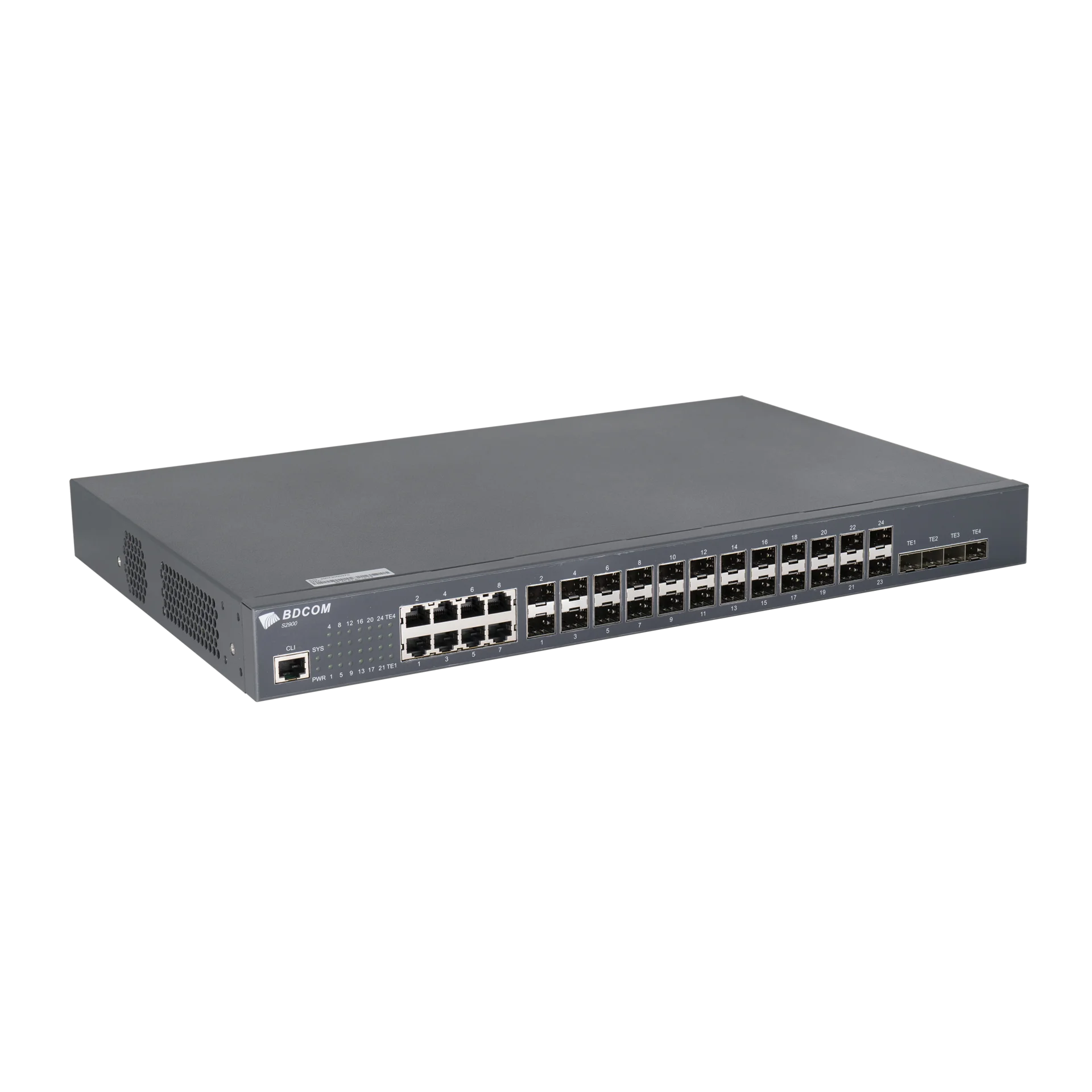 Управляемый коммутатор уровня 3 BDCOM S2900-24S8C4X, 16x 100/1000BaseX SFP, 8x Combo 10/100/1000BaseT / 100/1000BaseX SFP, 4x 1/10GE SFP+, 220VAC