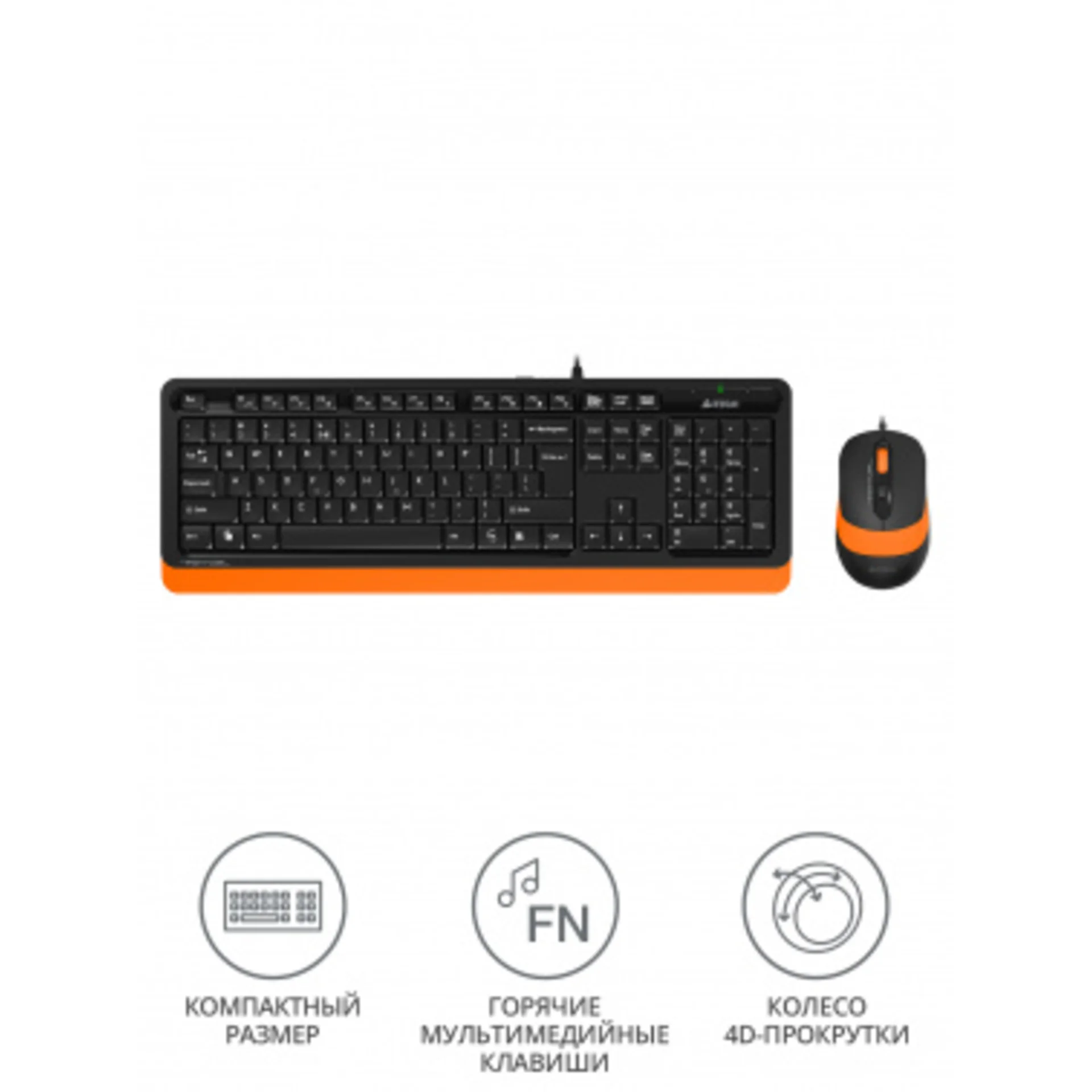 Клавиатура + мышь A4Tech Fstyler F1010 клав:чер/оранж мышь:чер/оранж USB Multimedia (F1010 ORANGE)