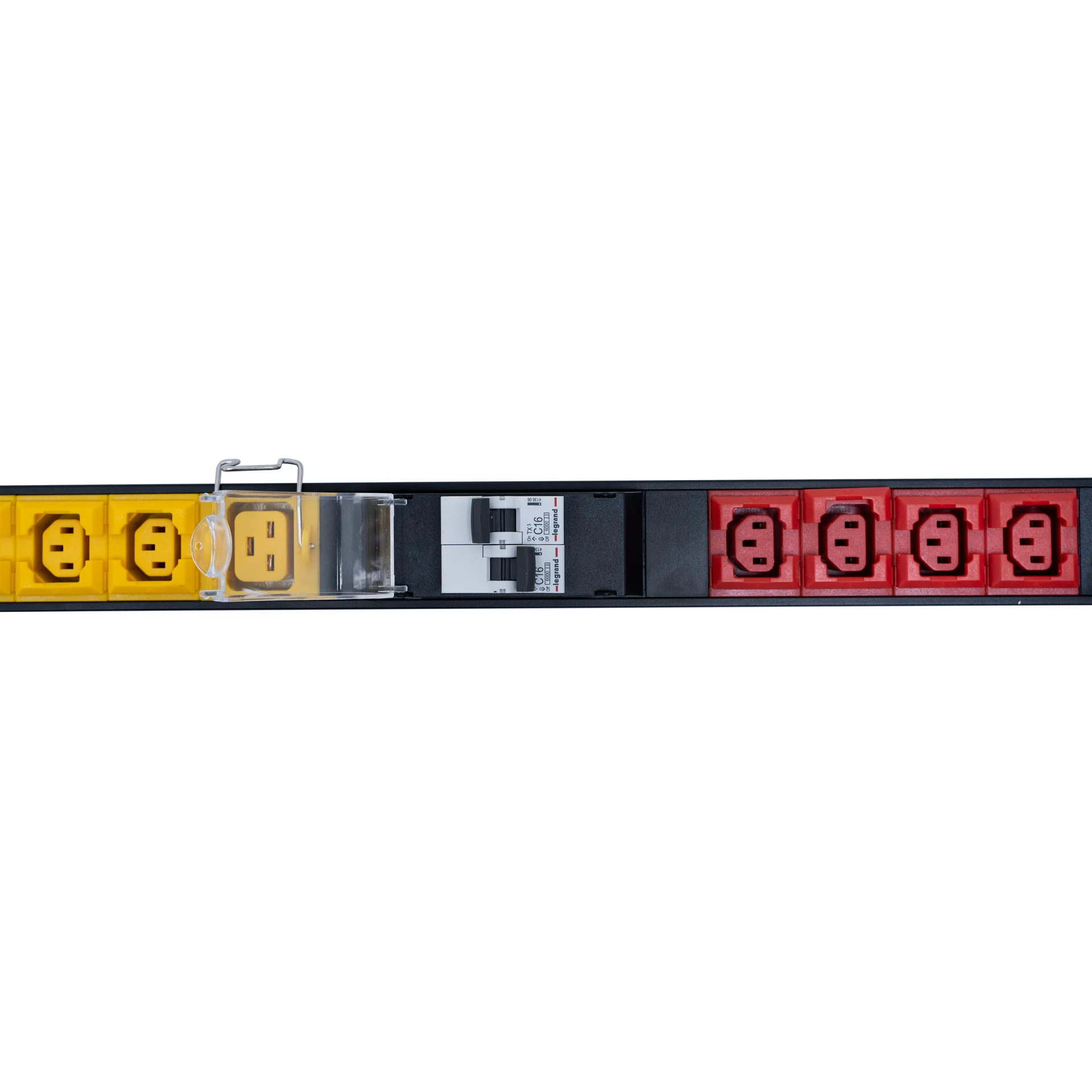 Блок электрических розеток на 18хIEC320 C13 и 6хIEC320 C19, шнур питания 3 м 5x6мм2 с вилкой IEC 60309 32A 3P+N+E (IP44) 1682.5х50.0х44.4мм