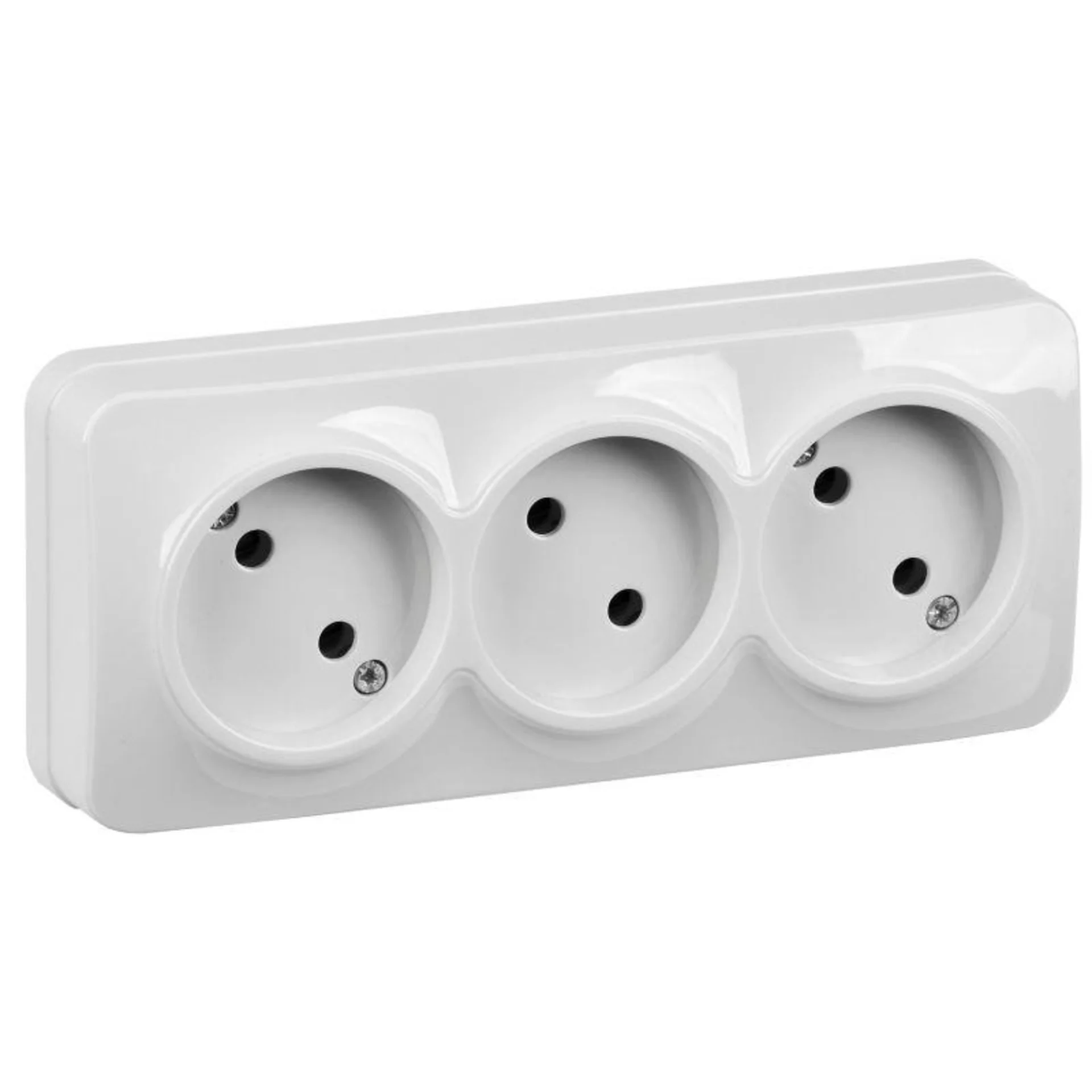 Розетка 3-м ОП GLORY РС23-2-ХБ 10А без заземл. бел. IEK ERH30-K01-10