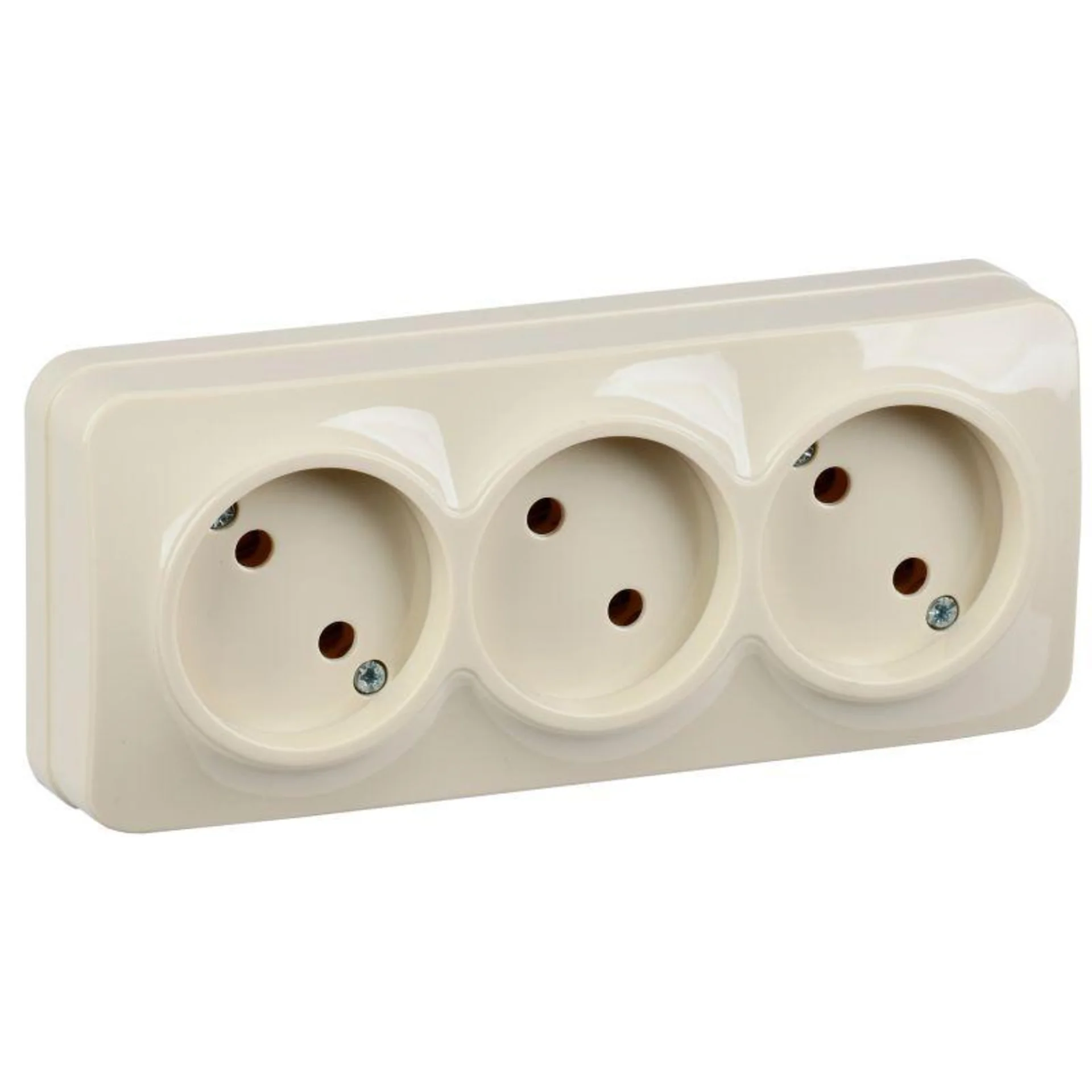 Розетка 3-м ОП GLORY РС23-2-ХК 10А без заземл. крем. IEK ERH30-K33-10