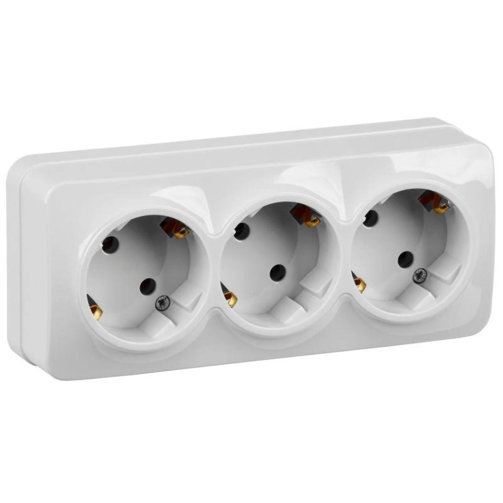 Розетка 3-м ОП GLORY РС23-3-ХБ 16А с заземл. бел. IEK ERH31-K01-16