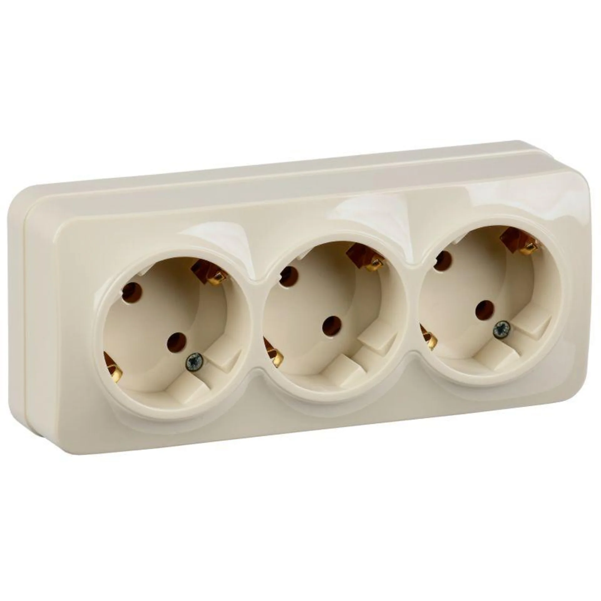 Розетка 3-м ОП GLORY РС23-3-ХК 16А с заземл. крем. IEK ERH31-K33-16