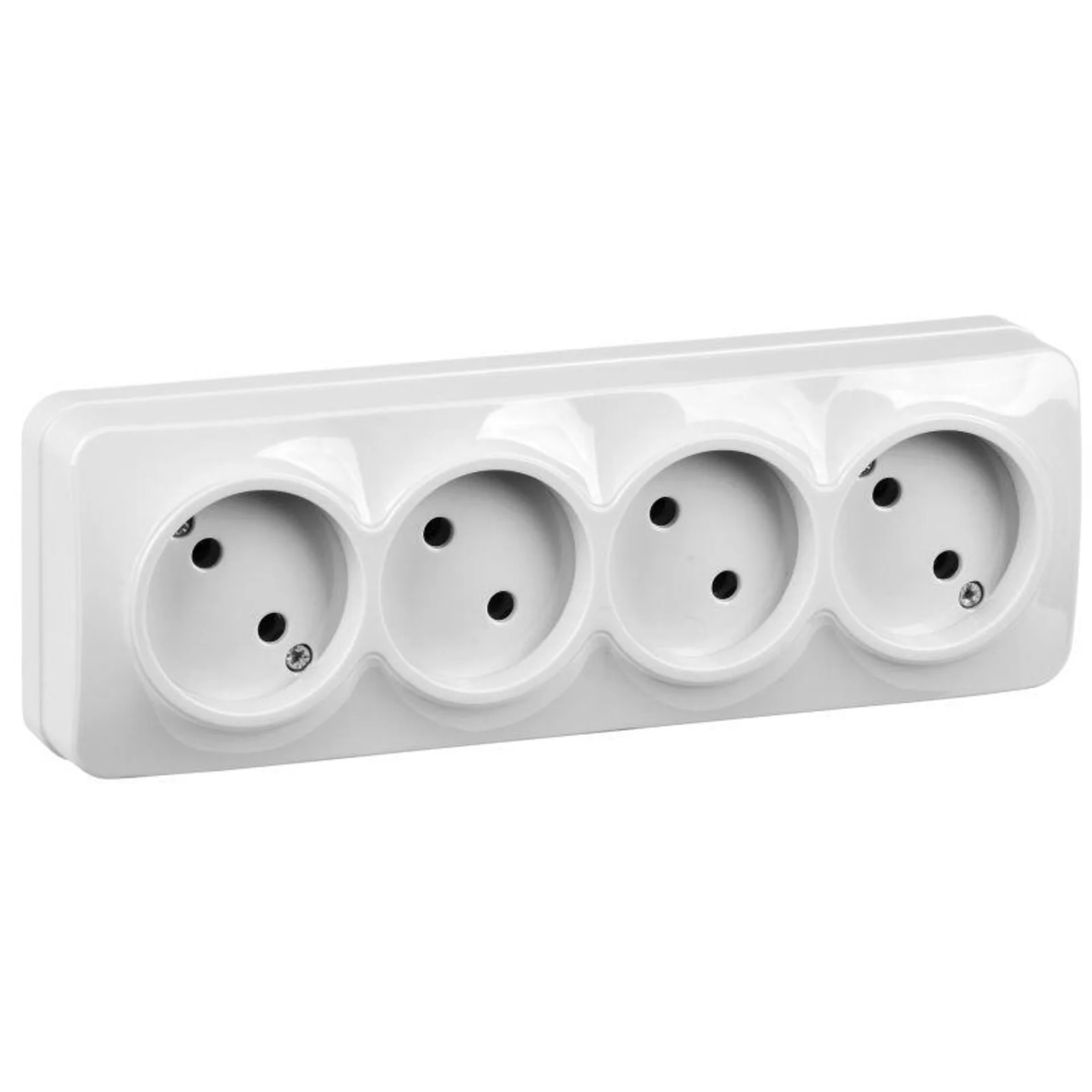 Розетка 4-м ОП GLORY РС24-2-ХБ 10А без заземл. бел. IEK ERH40-K01-10