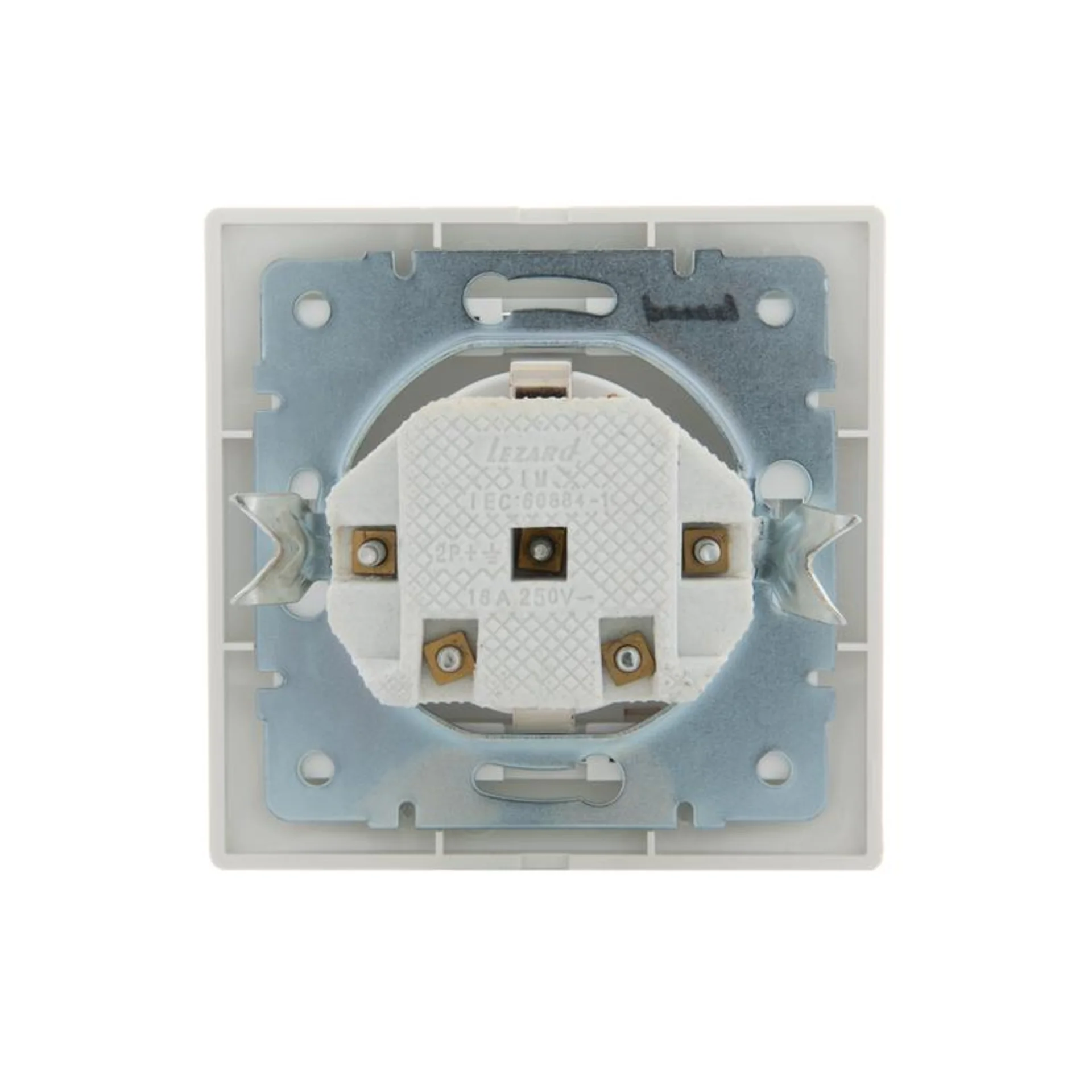 Розетка 1-м СП Mira 16А IP20 с заземл. с защ. крышкой с сер. вставкой керамика бел. LEZARD 701-0215-