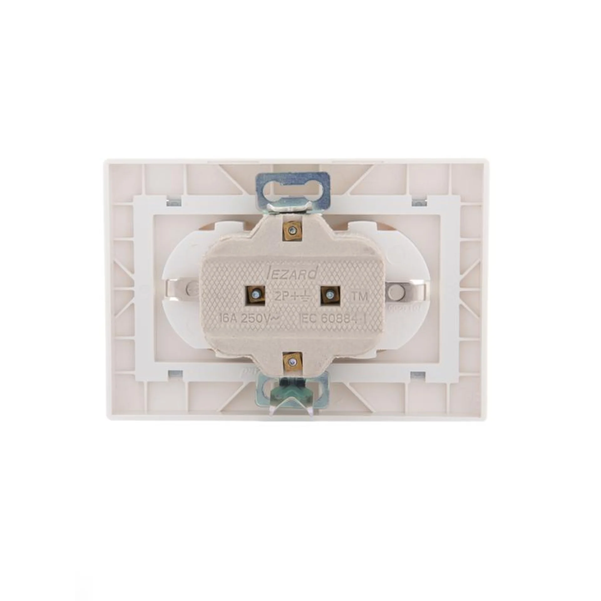 Розетка 2-м СП Mira 16А IP20 с заземл. с сер. вставкой керамика бел. LEZARD 701-0215-127