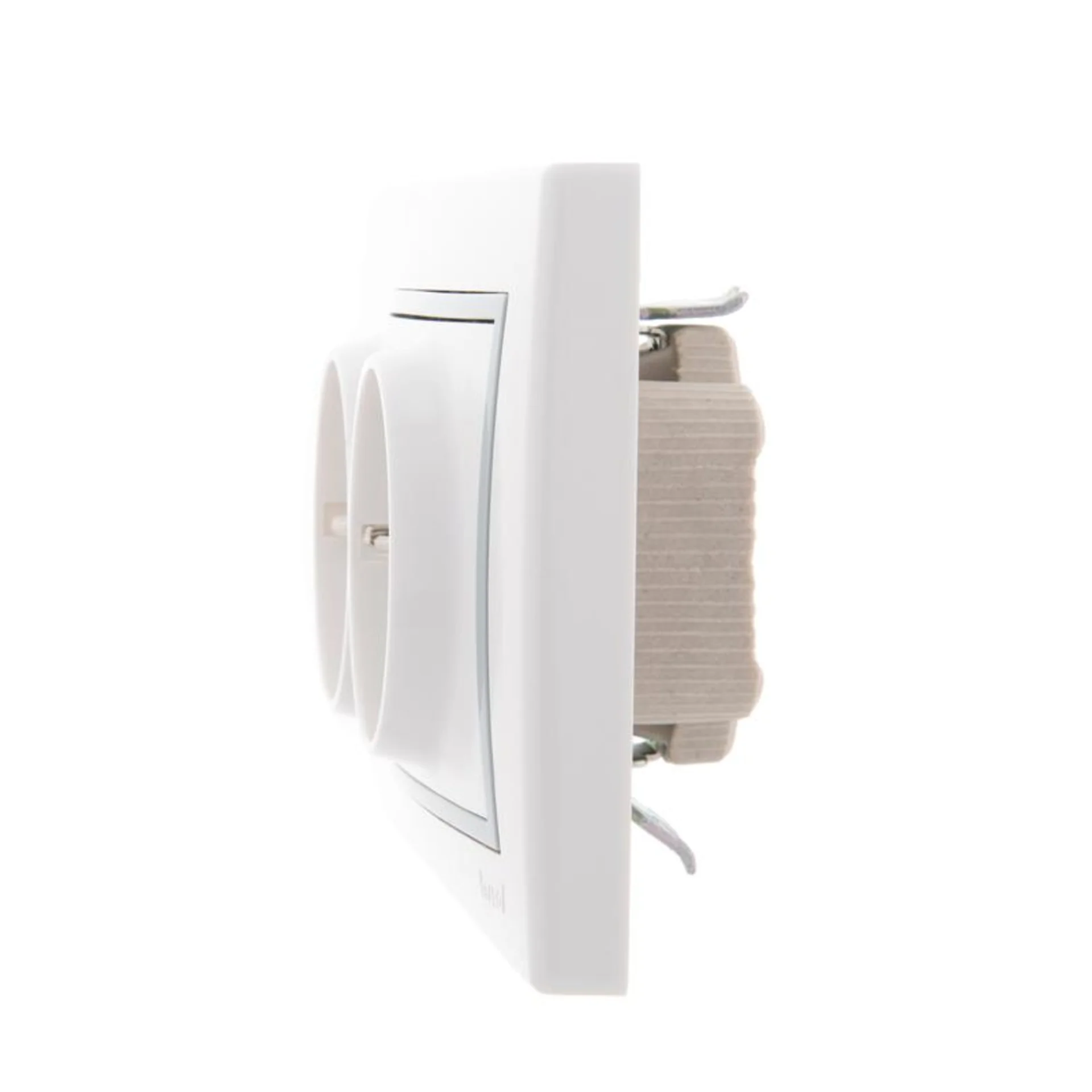 Розетка 2-м СП Mira 16А IP20 с заземл. с сер. вставкой керамика бел. LEZARD 701-0215-127