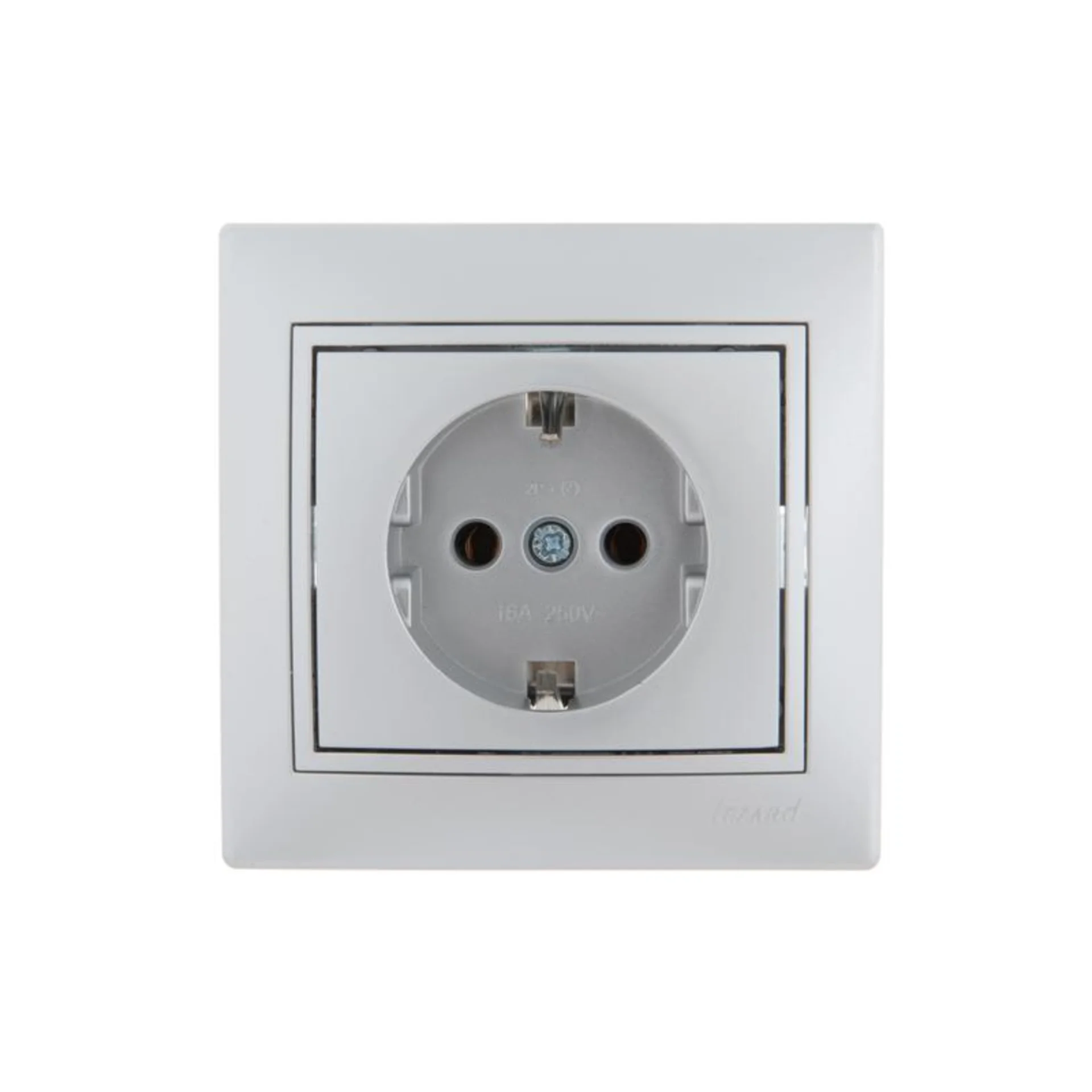 Розетка 1-м СП Mira 16А IP20 с заземл. со вставкой керамика сер. метал. LEZARD 701-1010-122