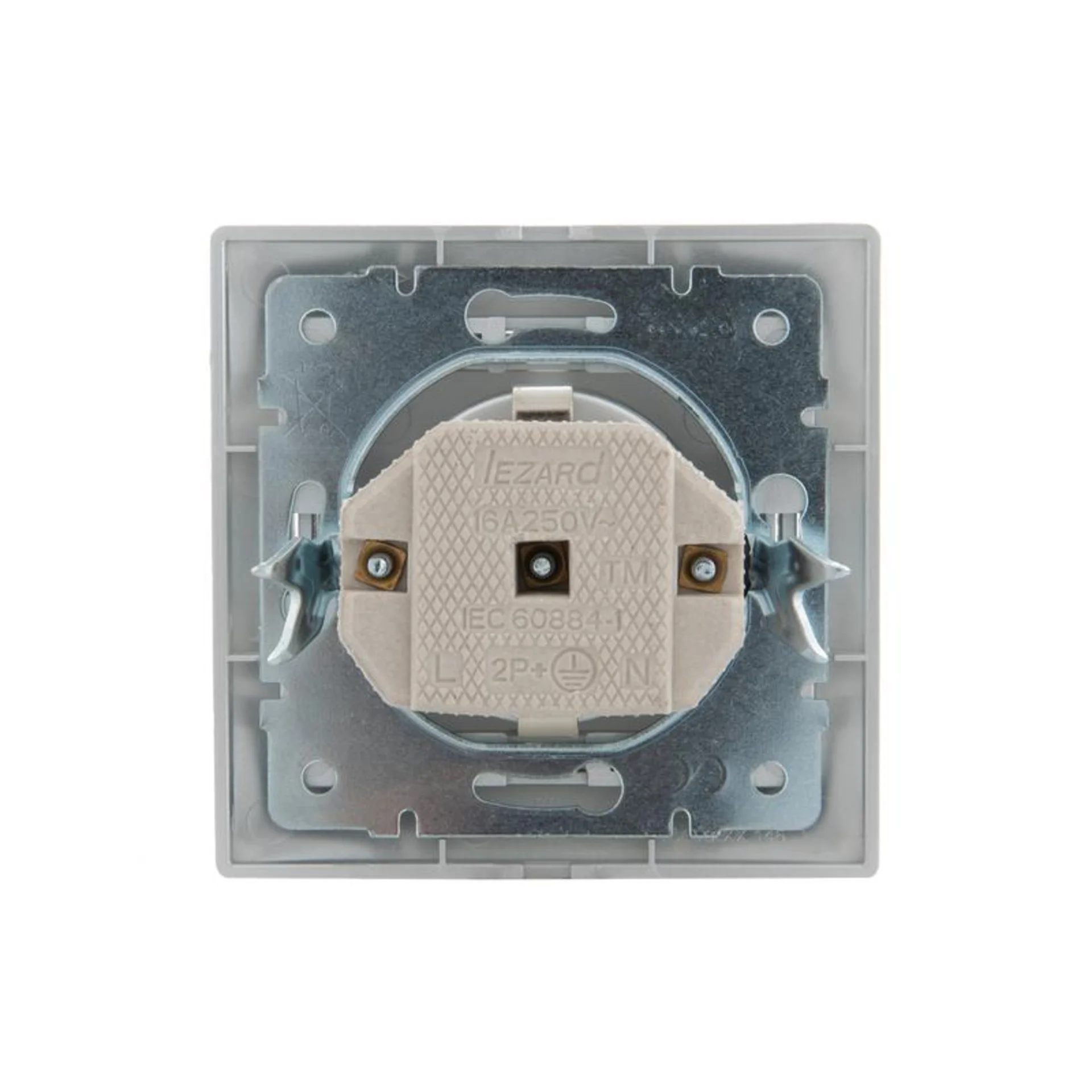 Розетка 1-м СП Mira 16А IP20 с заземл. со вставкой керамика сер. метал. LEZARD 701-1010-122