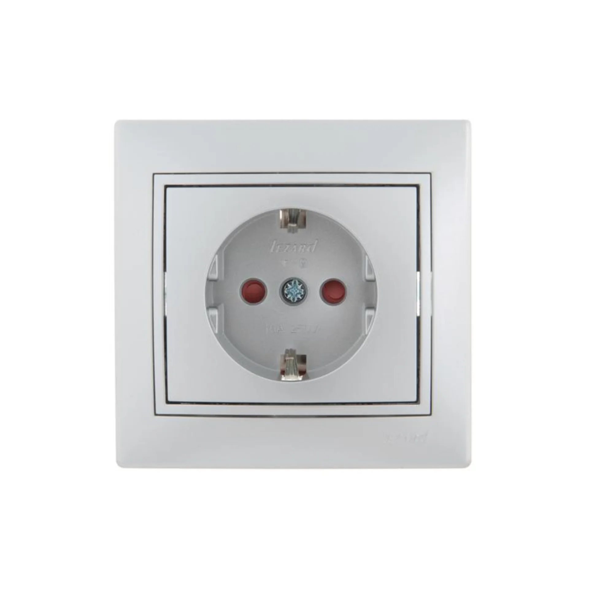 Розетка 1-м СП Mira 16А IP20 с заземл. защ. шторки со вставкой керамика сер. метал. LEZARD 701-1010-