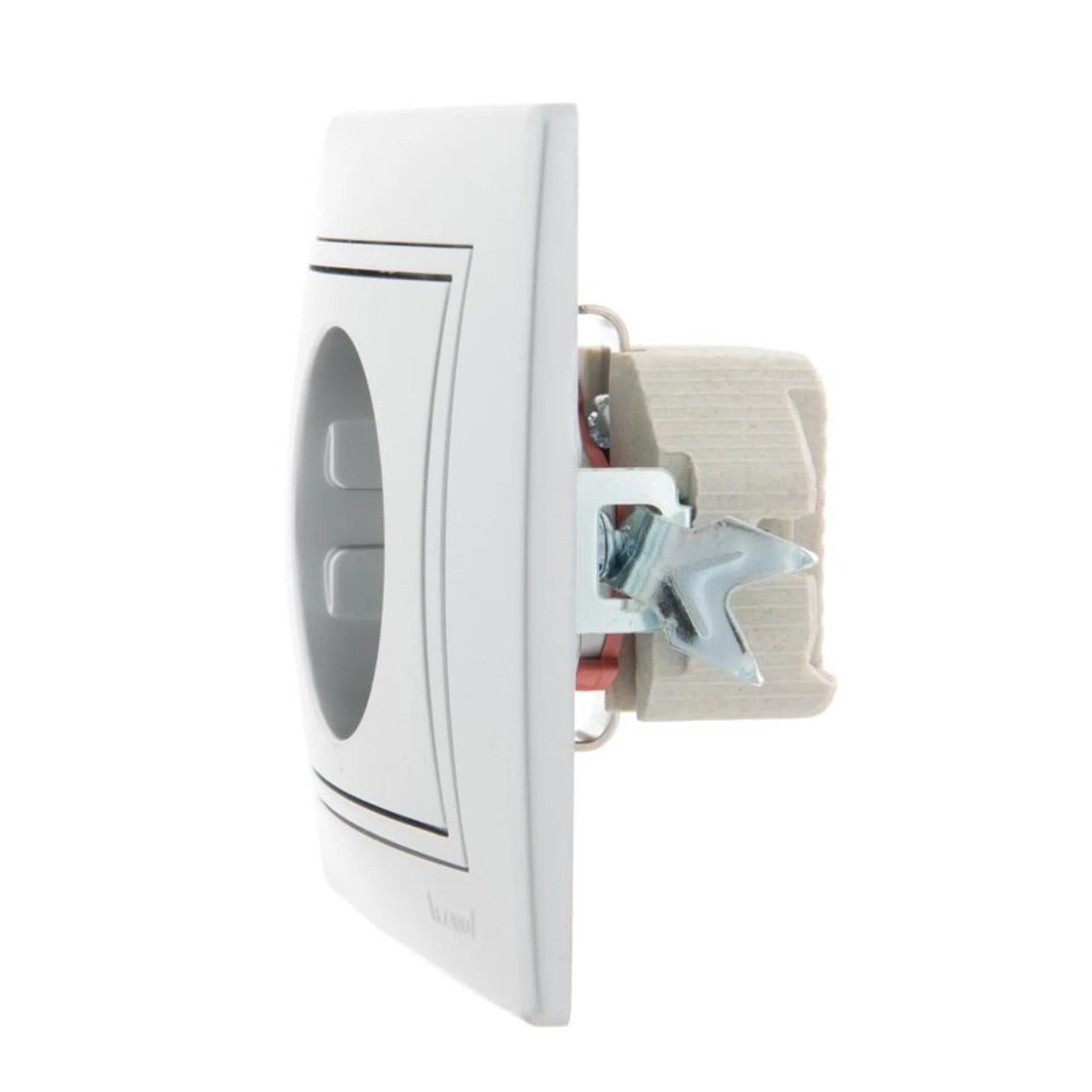 Розетка 1-м СП Mira 16А IP20 с заземл. защ. шторки со вставкой керамика сер. метал. LEZARD 701-1010-