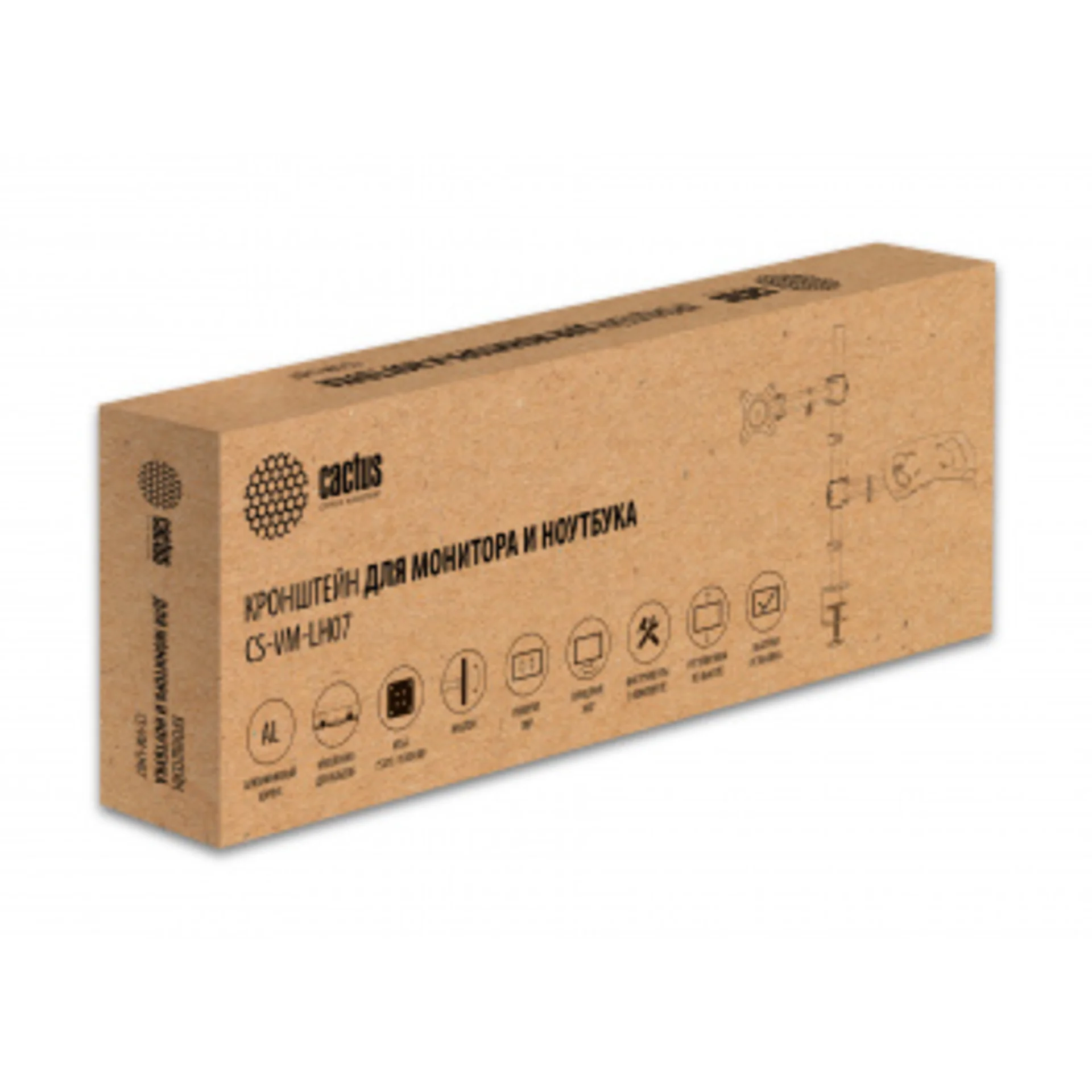 Кронштейн для монитора/ноутбука Cactus CS-VM-LH07-BK черный 13"-27" макс.8кг настольный поворот и на