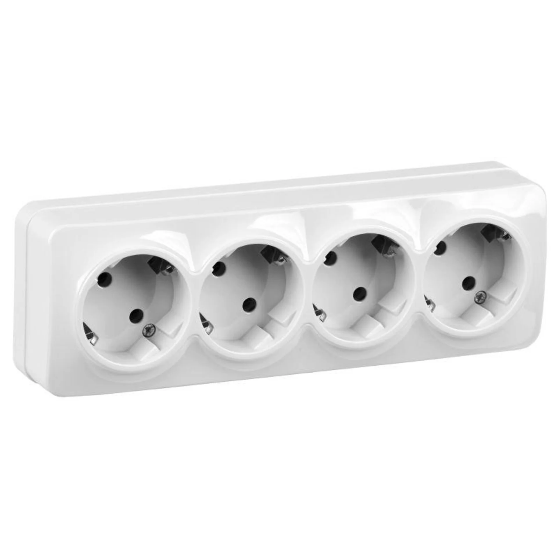 Розетка 4-м ОП GLORY РС24-3-ХБ 16А с заземл. бел. IEK ERH41-K01-16