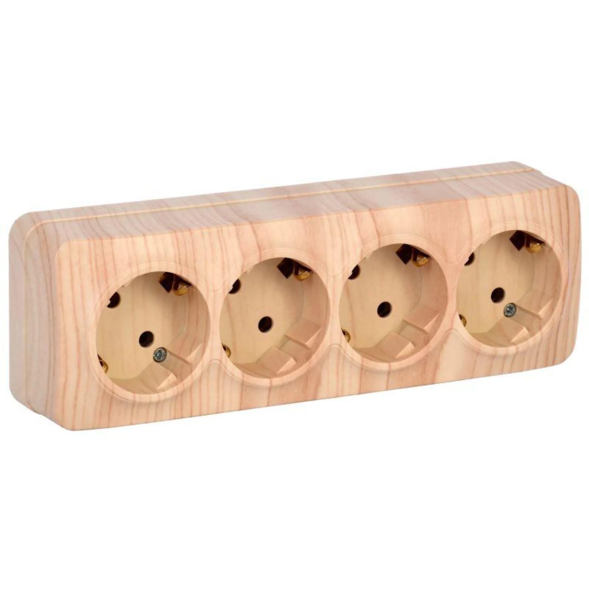 Розетка 4-м ОП GLORY РС24-3-ХС 16А с заземл. сосна IEK ERH41-K34-16