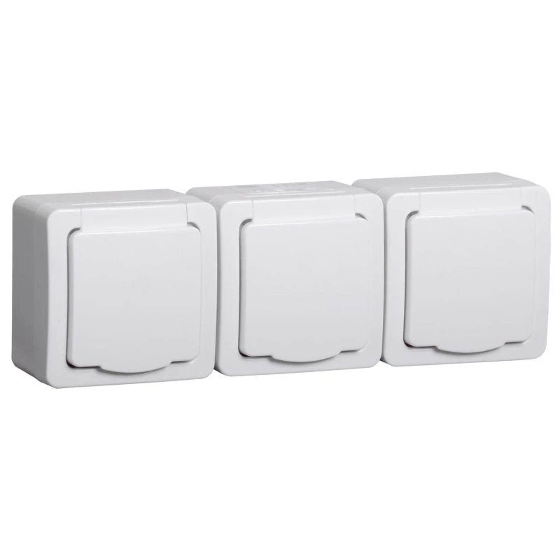 Розетка 3-м ОП Гермес Plus РСб23-3-ГПБб 16А IP54 с заземл. с крышкой бел. IEK ERMP32-K01-16-54-EC