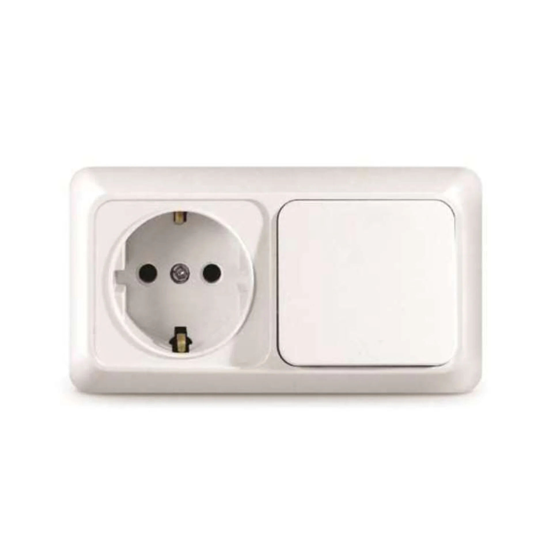 Блок ОП Олимп 1-кл. вык.+ роз. с заземл. горизонт. бел. UNIVersal О0032