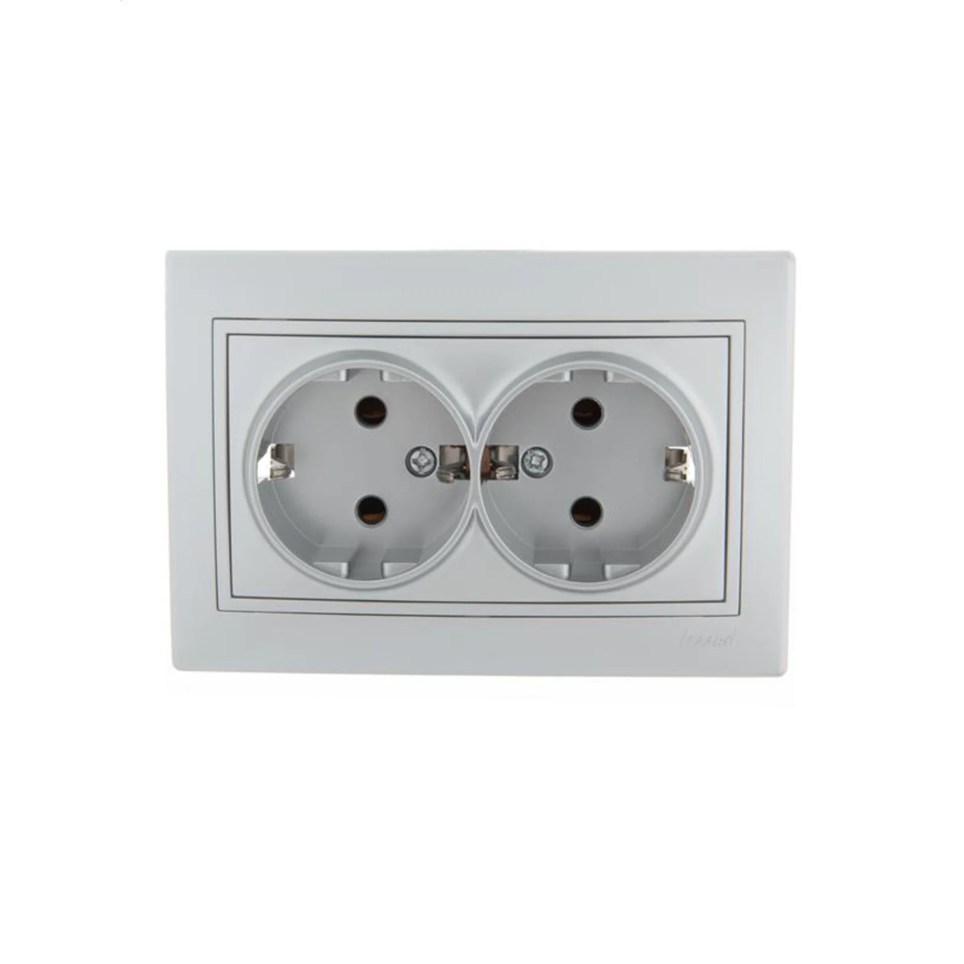 Розетка 2-м СП Mira 16А IP20 с заземл. со вставкой керамика сер. метал. LEZARD 701-1010-127