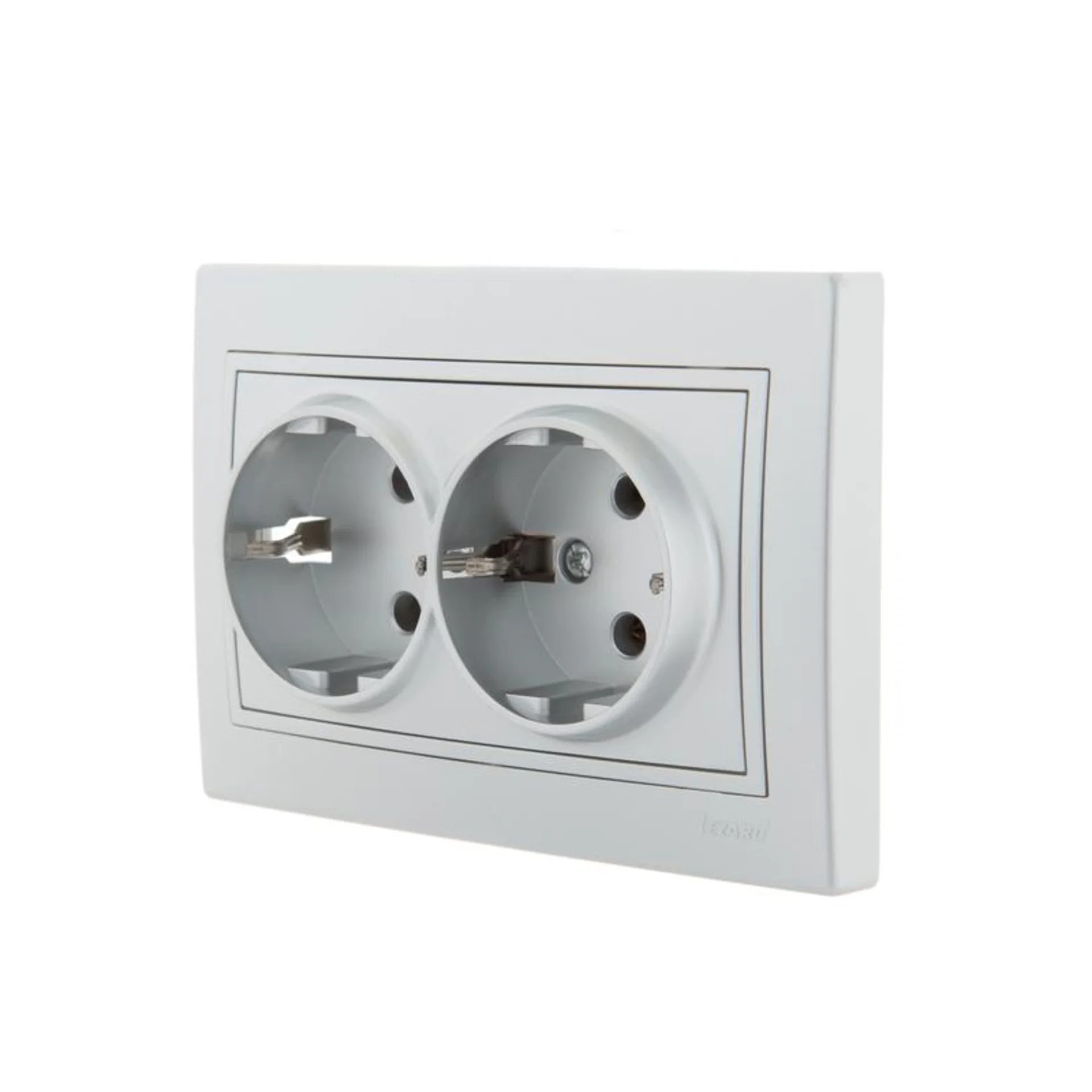 Розетка 2-м СП Mira 16А IP20 с заземл. со вставкой керамика сер. метал. LEZARD 701-1010-127