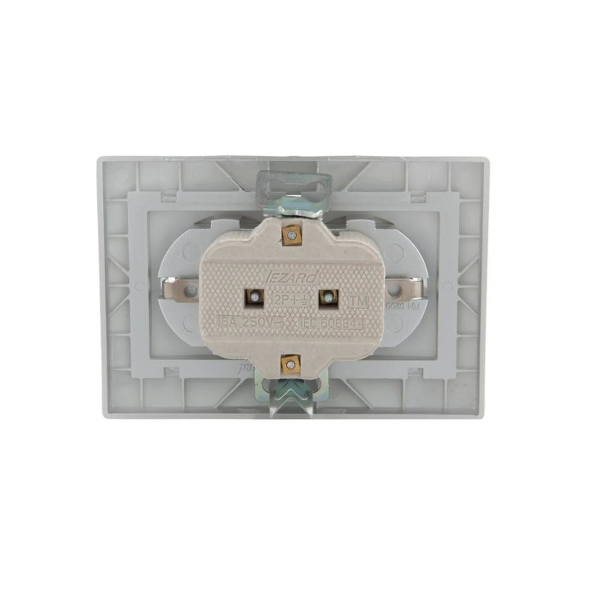 Розетка 2-м СП Mira 16А IP20 с заземл. со вставкой керамика сер. метал. LEZARD 701-1010-127
