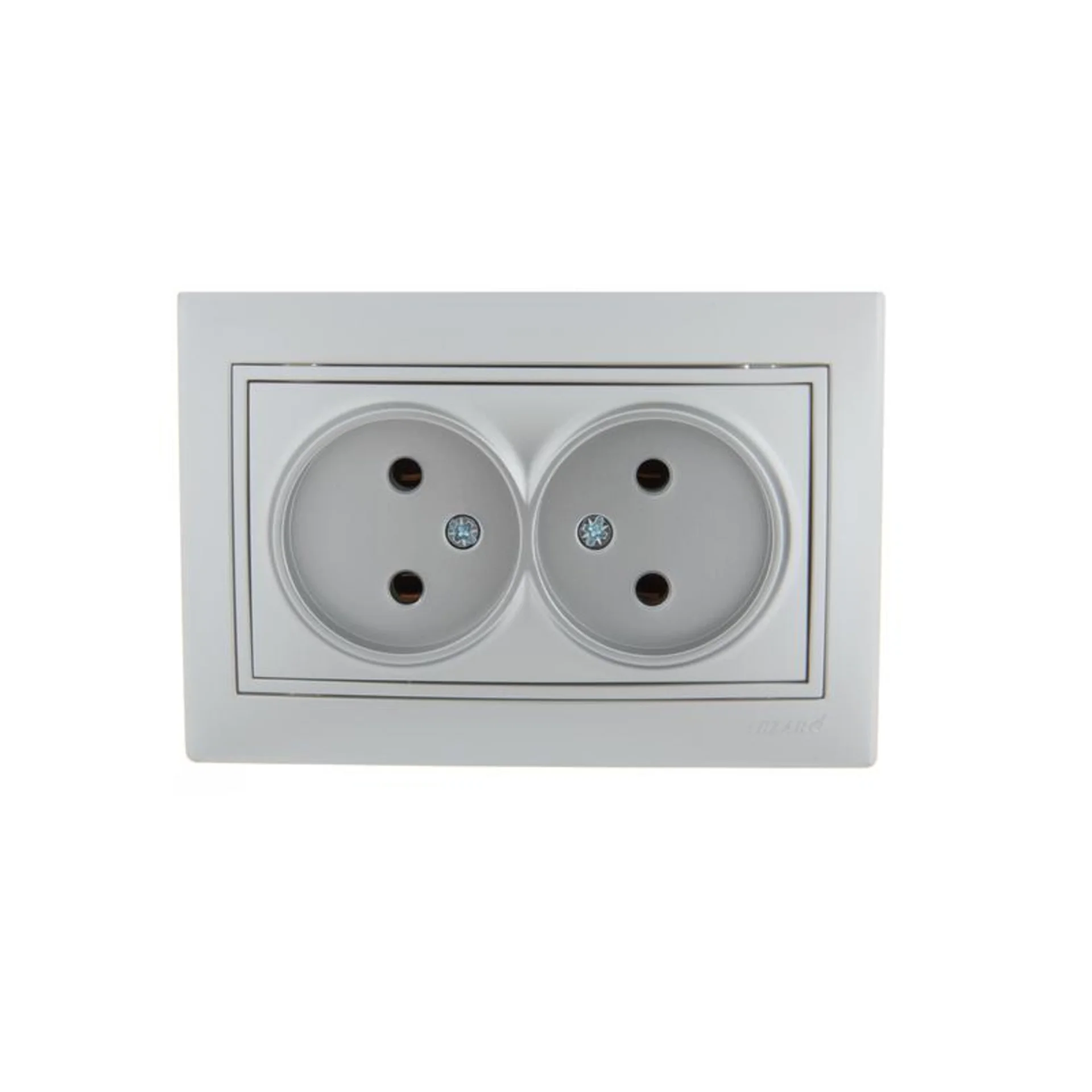 Розетка 2-м СП Mira 16А IP20 без заземл. со вставкой керамика сер. метал. LEZARD 701-1010-128