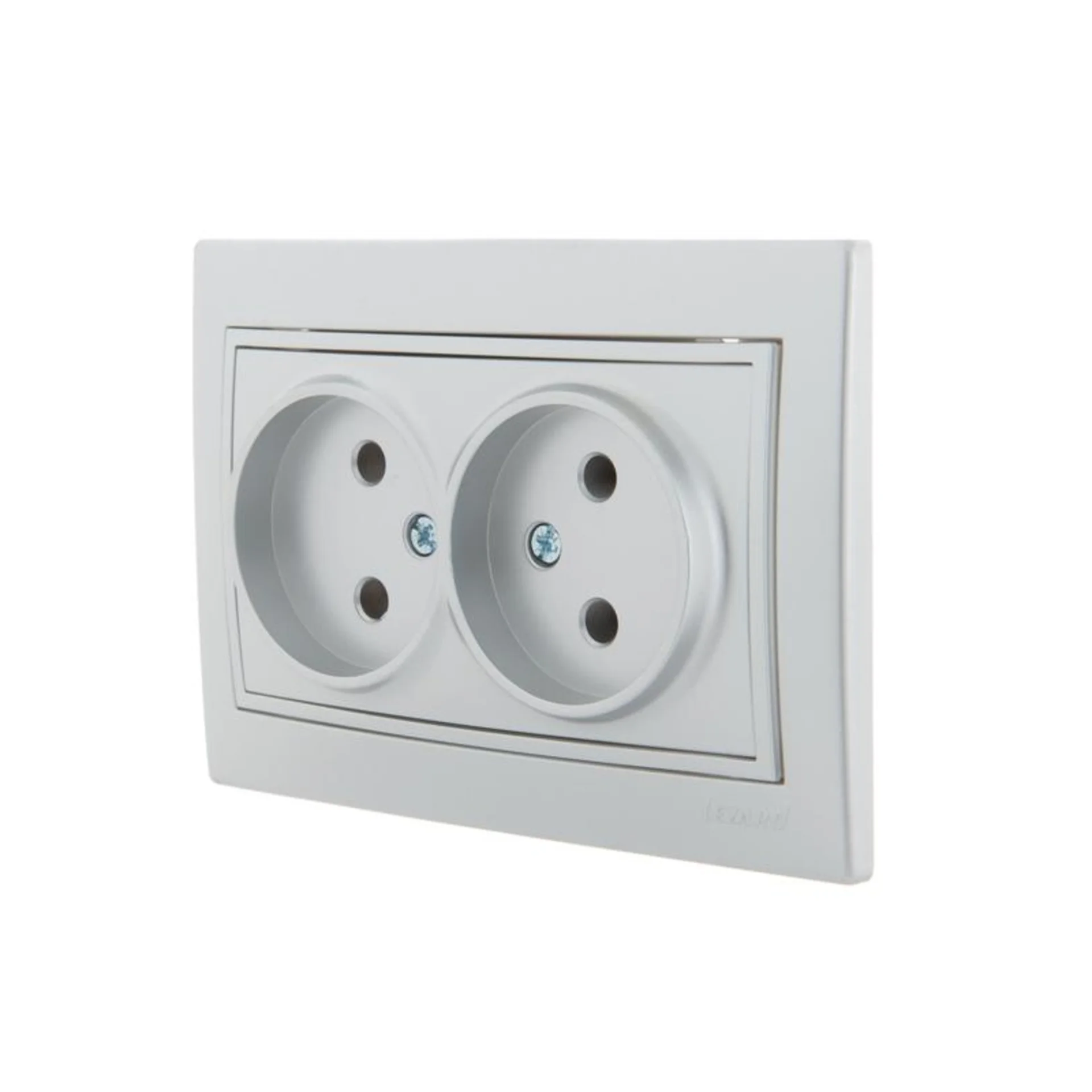 Розетка 2-м СП Mira 16А IP20 без заземл. со вставкой керамика сер. метал. LEZARD 701-1010-128