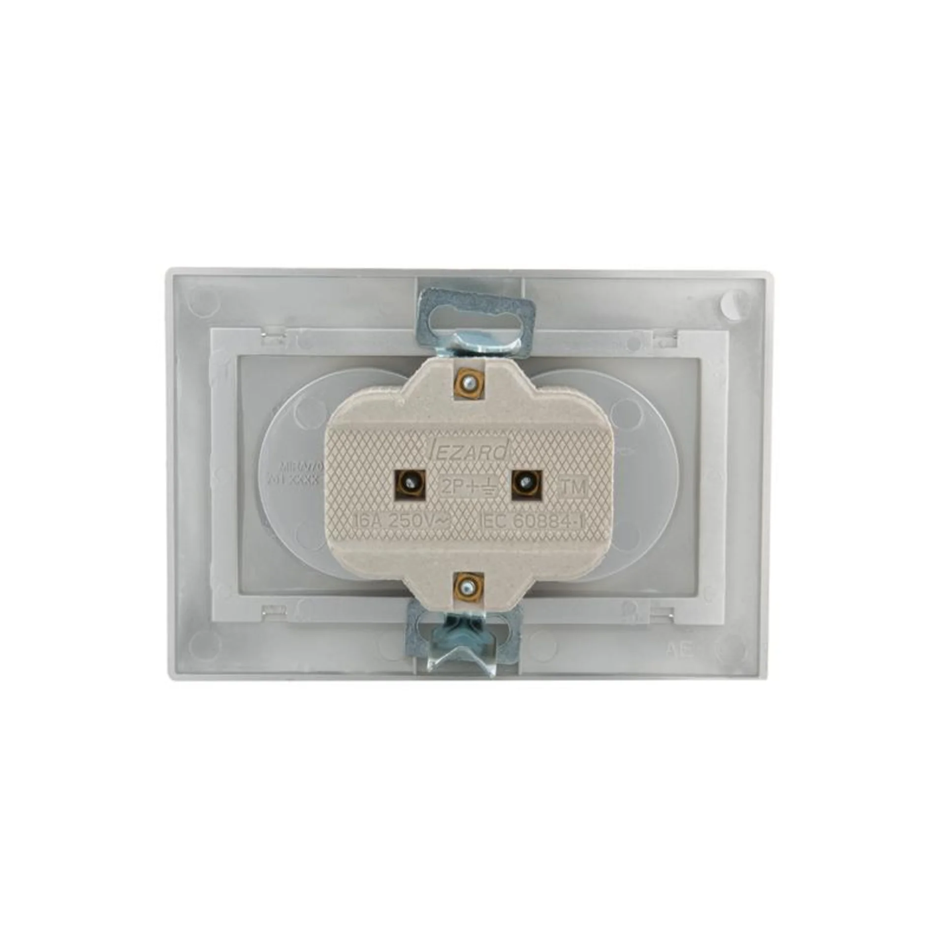 Розетка 2-м СП Mira 16А IP20 без заземл. со вставкой керамика сер. метал. LEZARD 701-1010-128