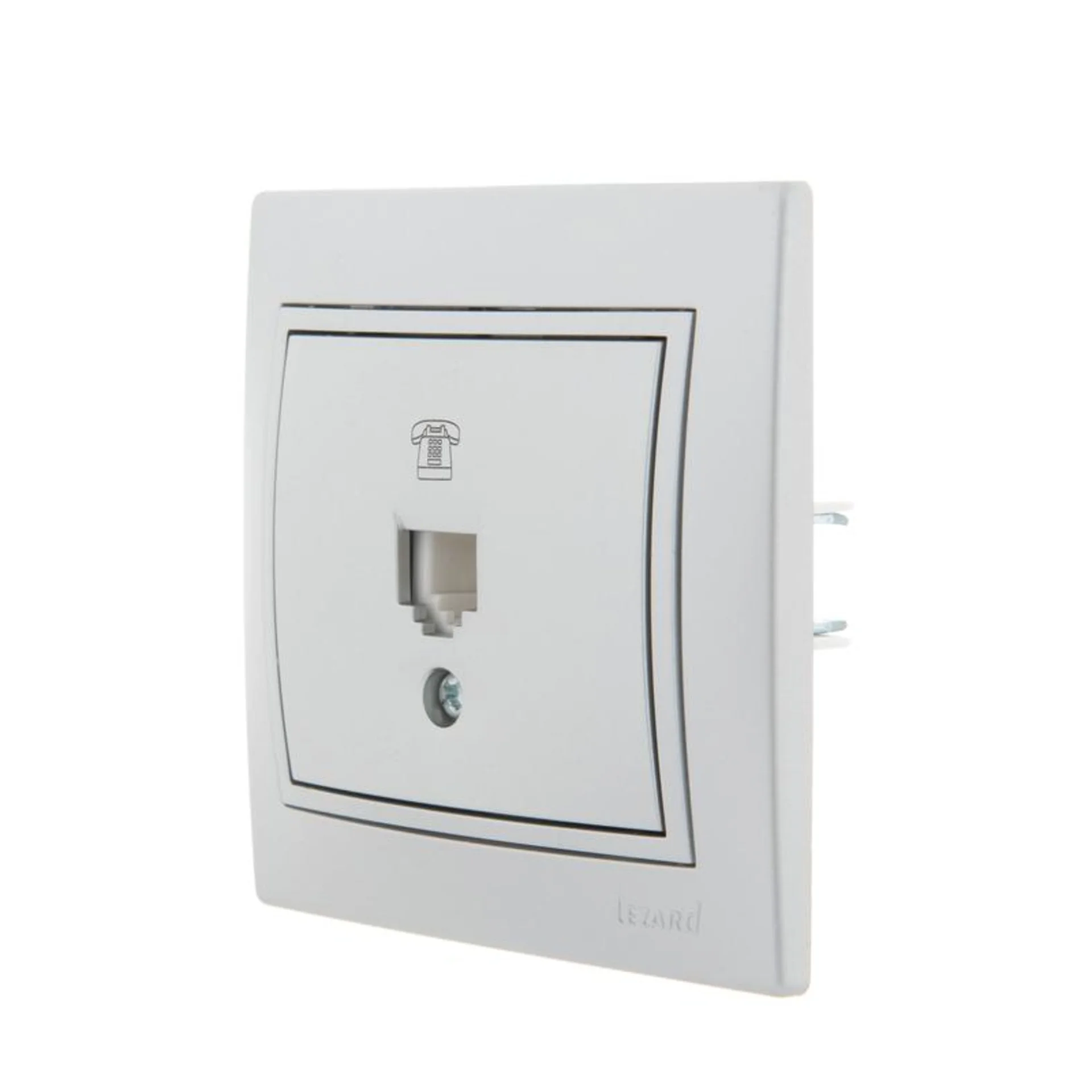 Розетка телефонная 1-м СП Mira RJ11 сер. метал. LEZARD 701-1010-137