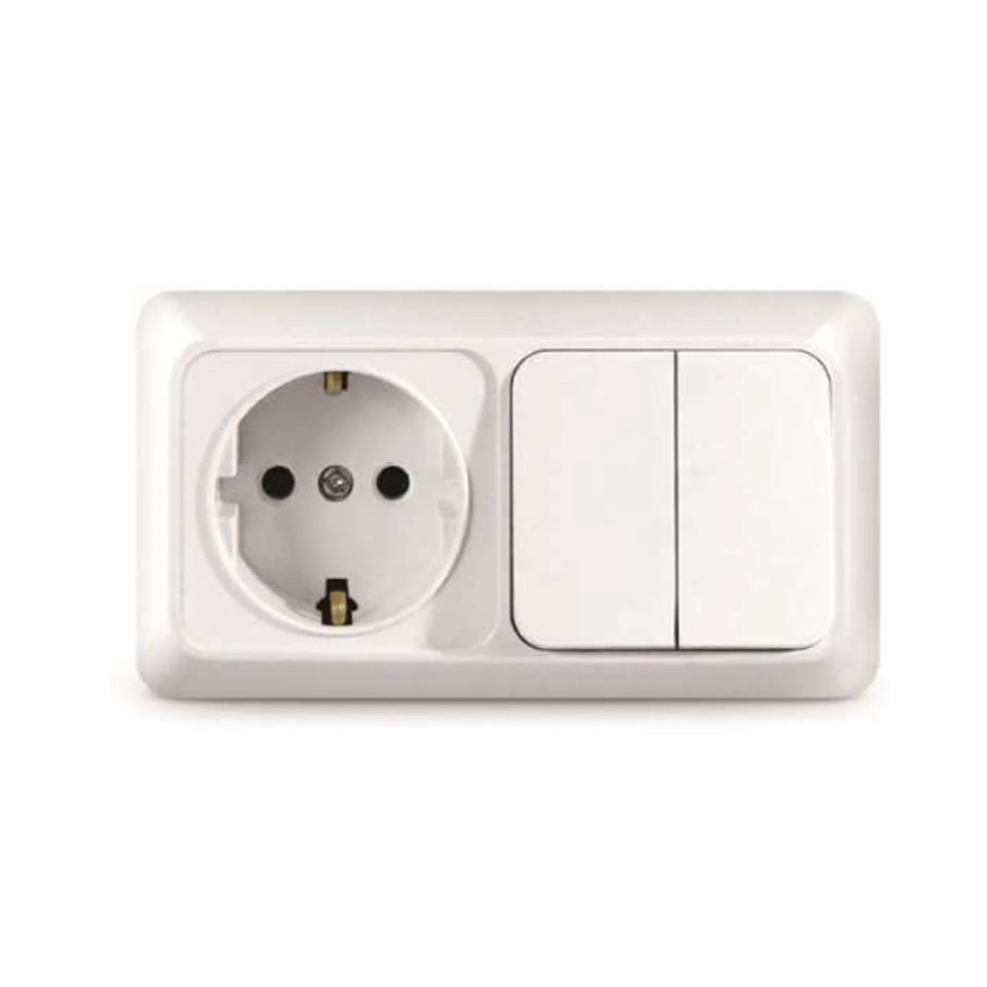 Блок ОП Олимп 2-кл. вык.+ роз. с заземл. горизонт. бел. UNIVersal О0033