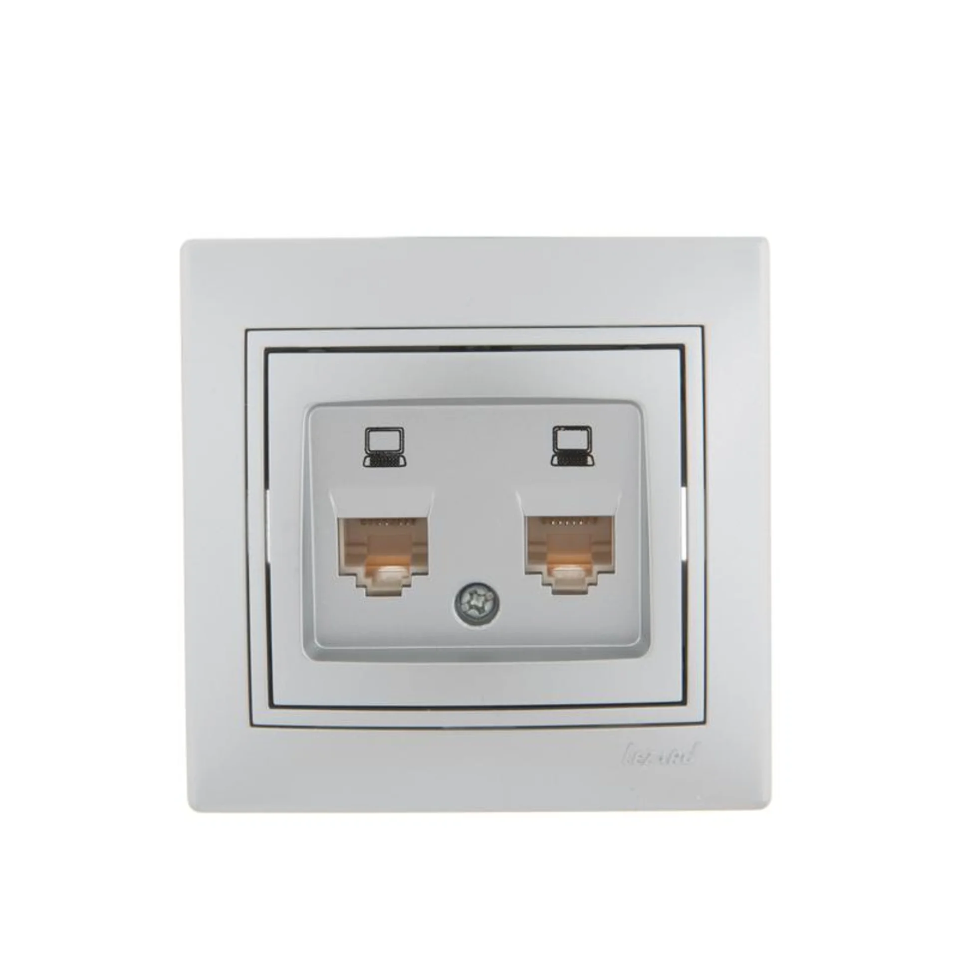 Розетка компьютерная 2-м СП Mira RJ45 сер. метал. LEZARD 701-1010-141