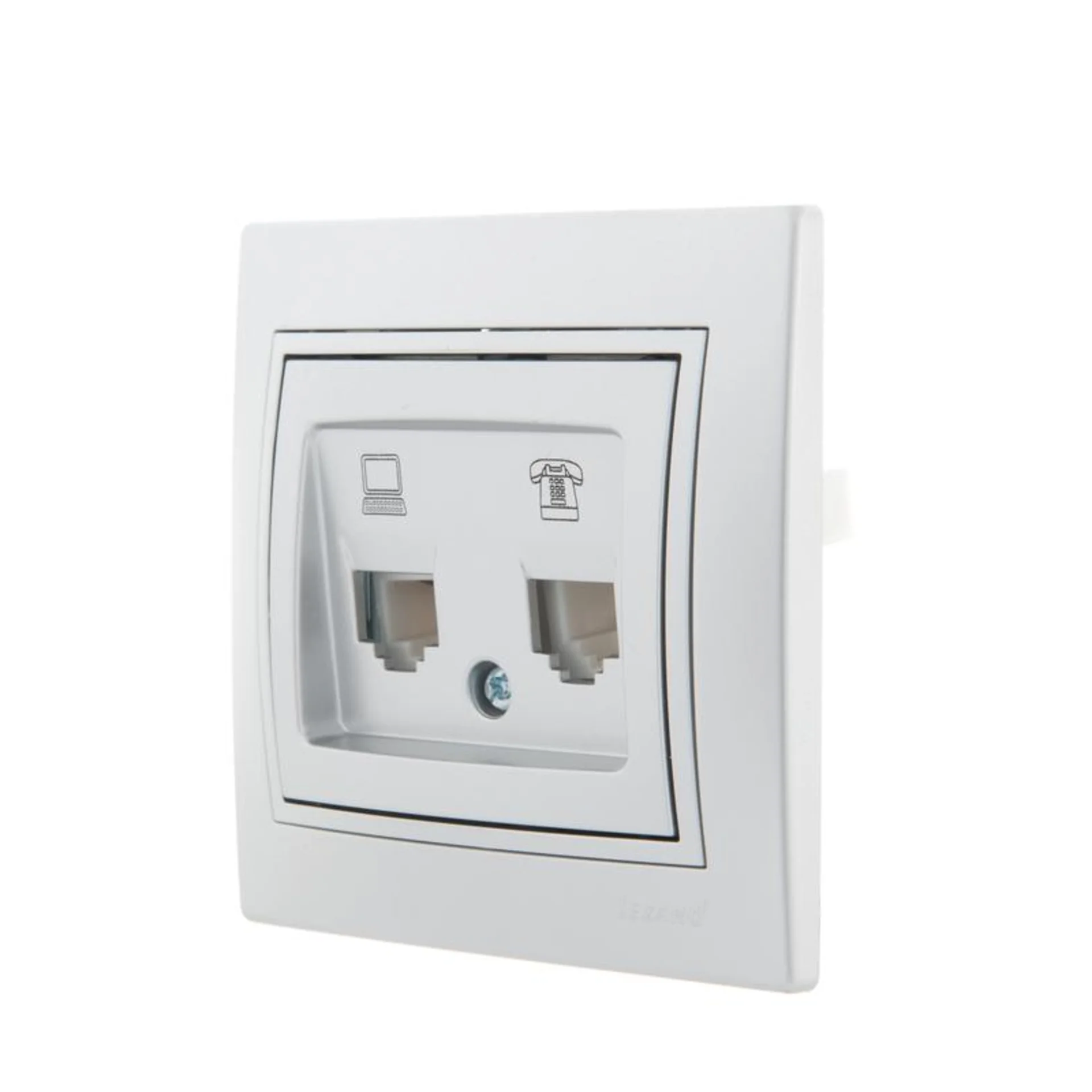 Розетка компьютерная + телефонная 2-м СП Mira RJ45 + RJ11 сер. метал. LEZARD 701-1010-143