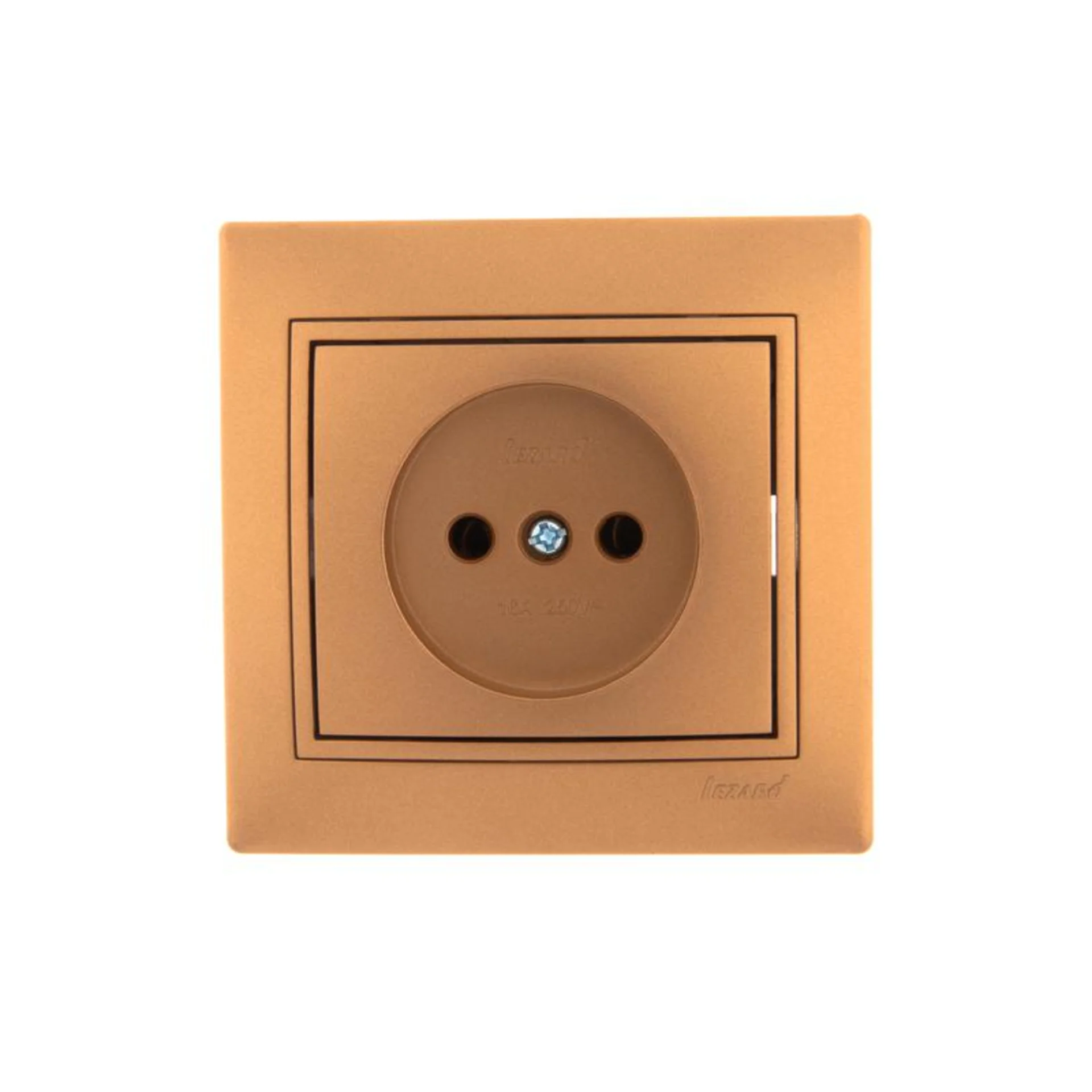 Розетка 1-м СП Mira 16А IP20 без заземл. со вставкой керамика зол. метал. LEZARD 701-1313-121
