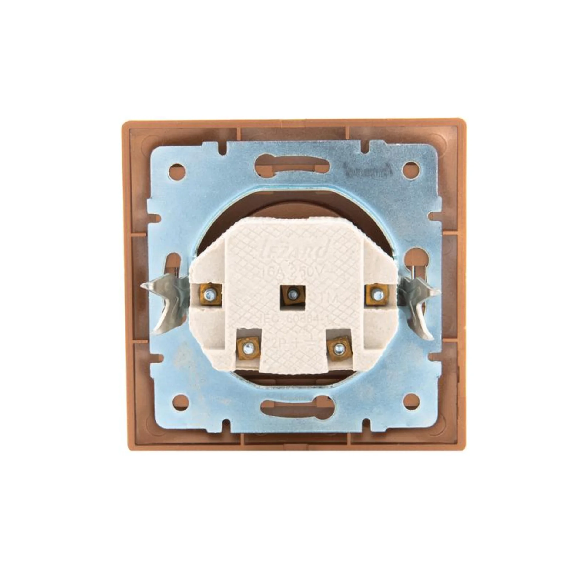 Розетка 1-м СП Mira 16А IP20 без заземл. со вставкой керамика зол. метал. LEZARD 701-1313-121